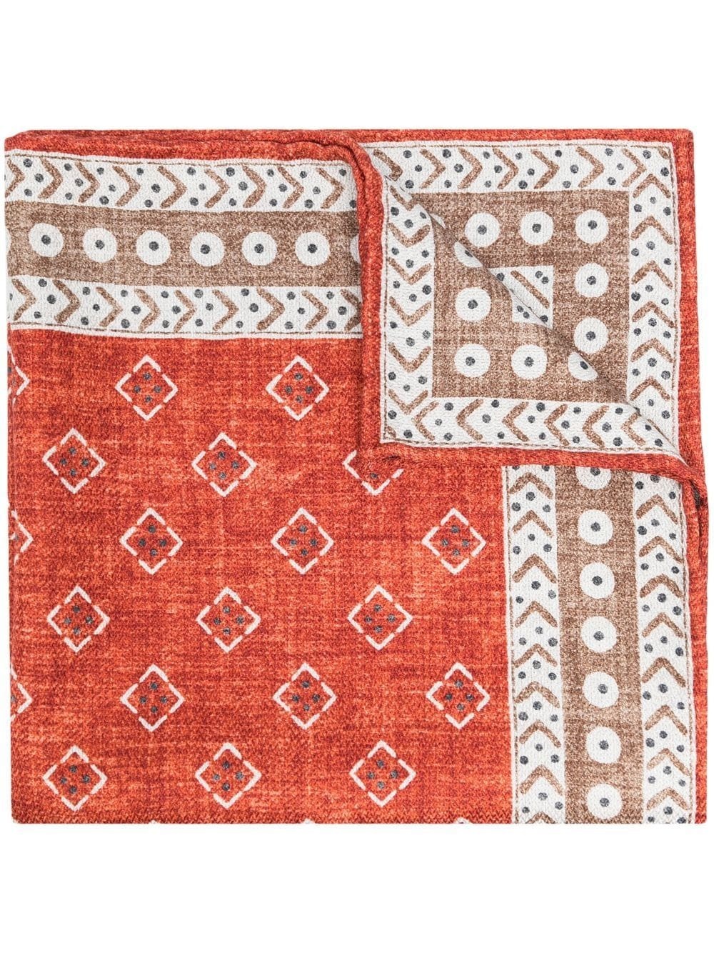 silk geometric-pattern pocket square - 1