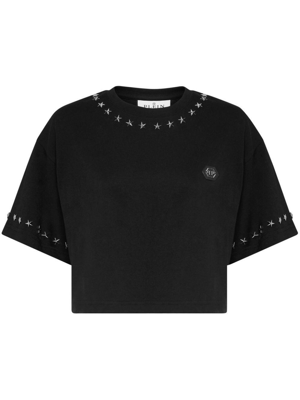 star-stud cropped T-shirt - 1