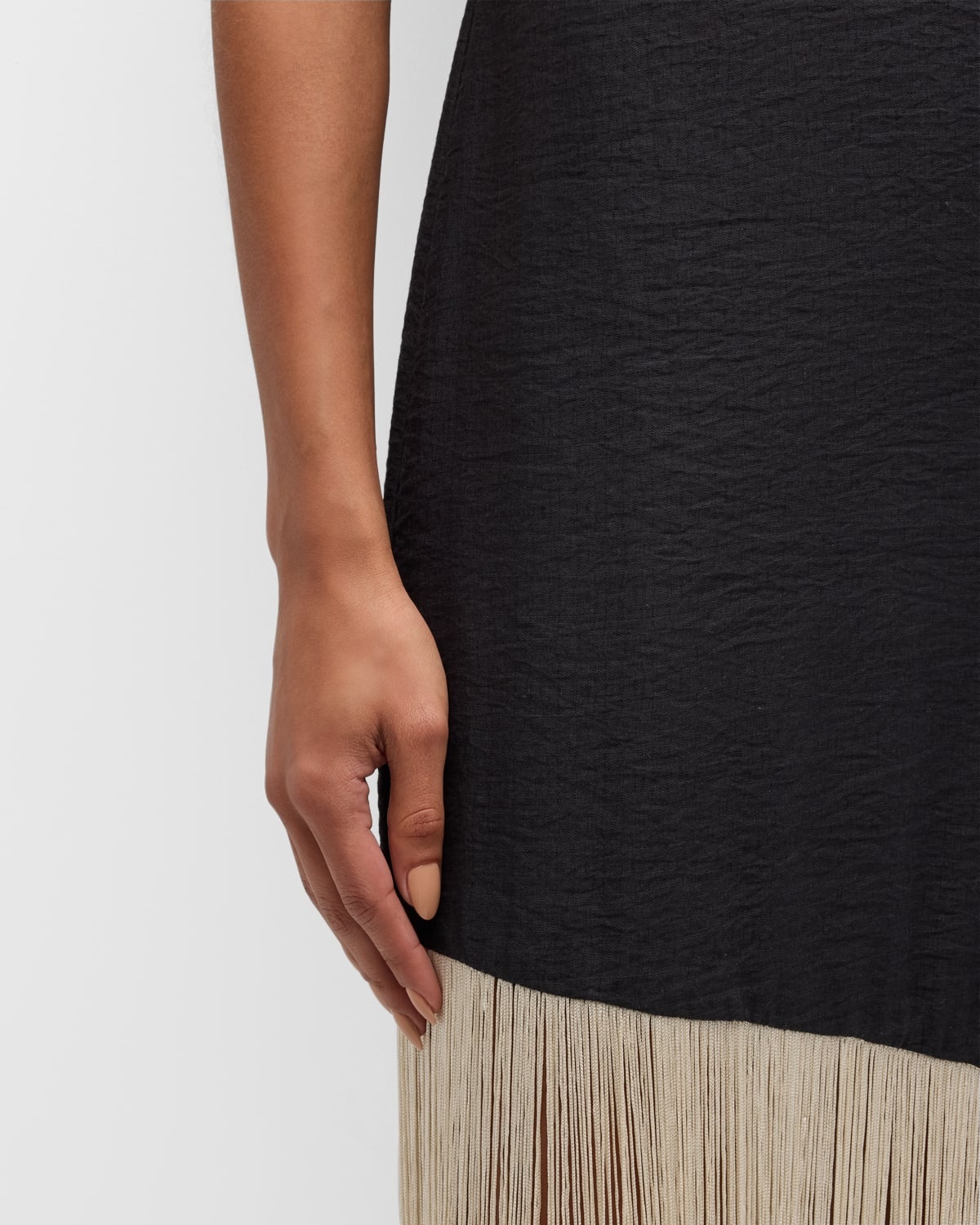 Casablanca Two-Tone Sleeveless Long Fringe Dress - 5