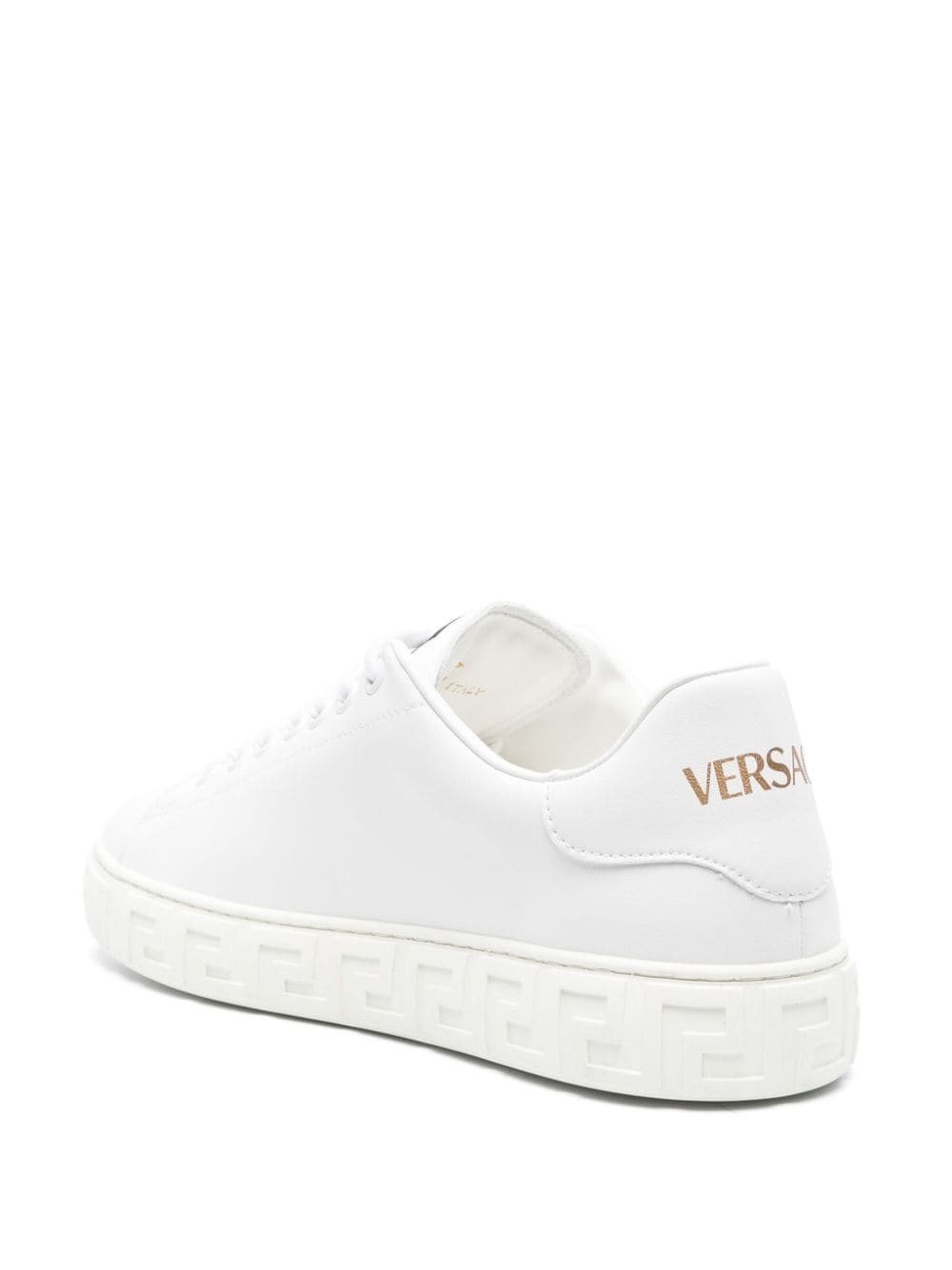Greca-embossed leather sneakers - 3