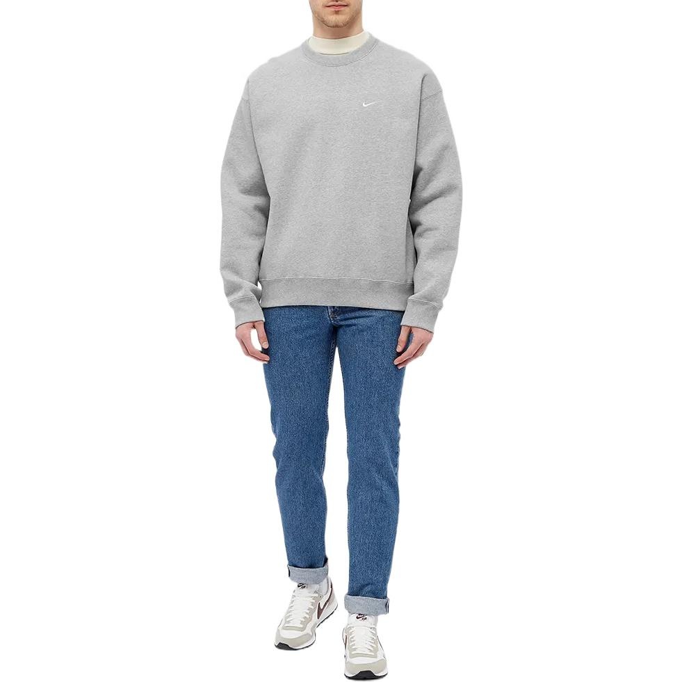 Men's Nike Solid Color Embroidered Logo Round Neck Long Sleeves Dark Grey CV0554-063 - 2