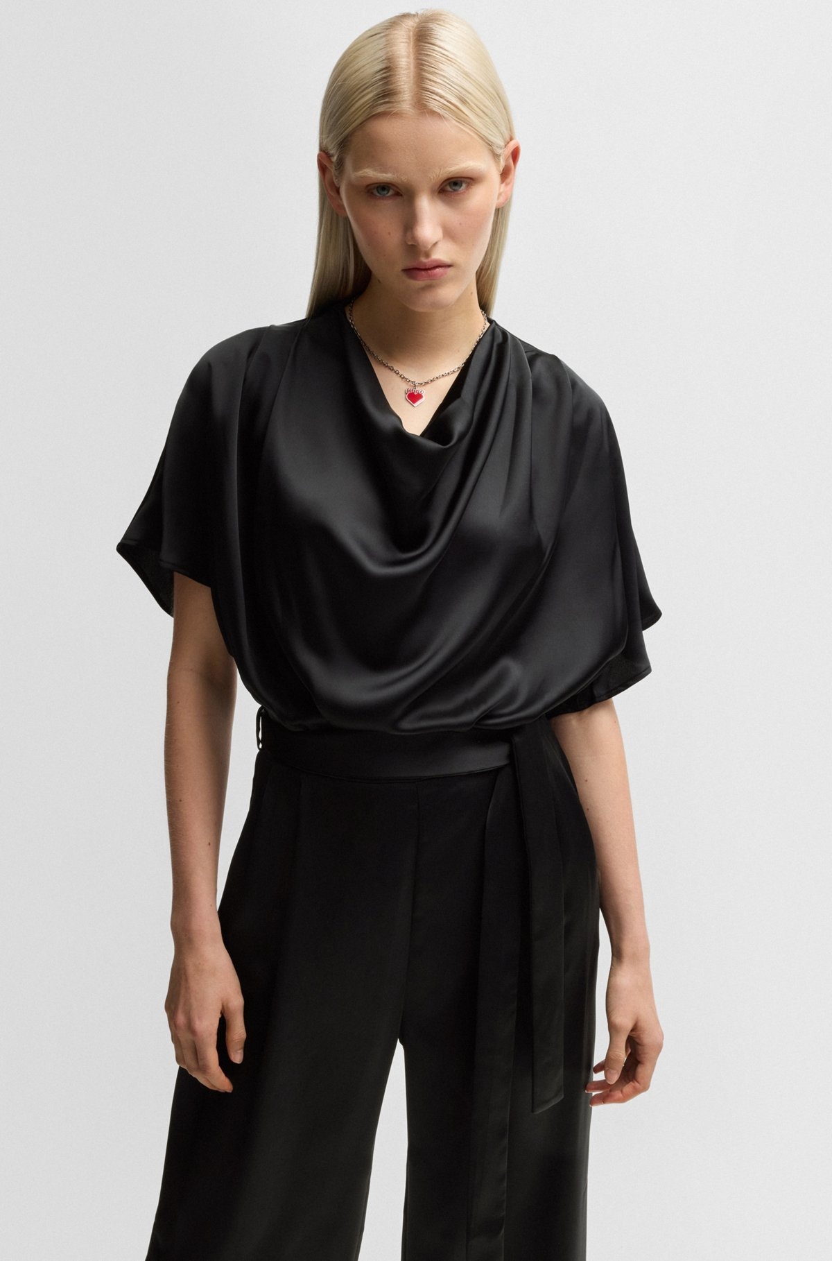 COWL-NECK REGULAR-FIT JUMPSUIT IN FLUENT SATIN - 6