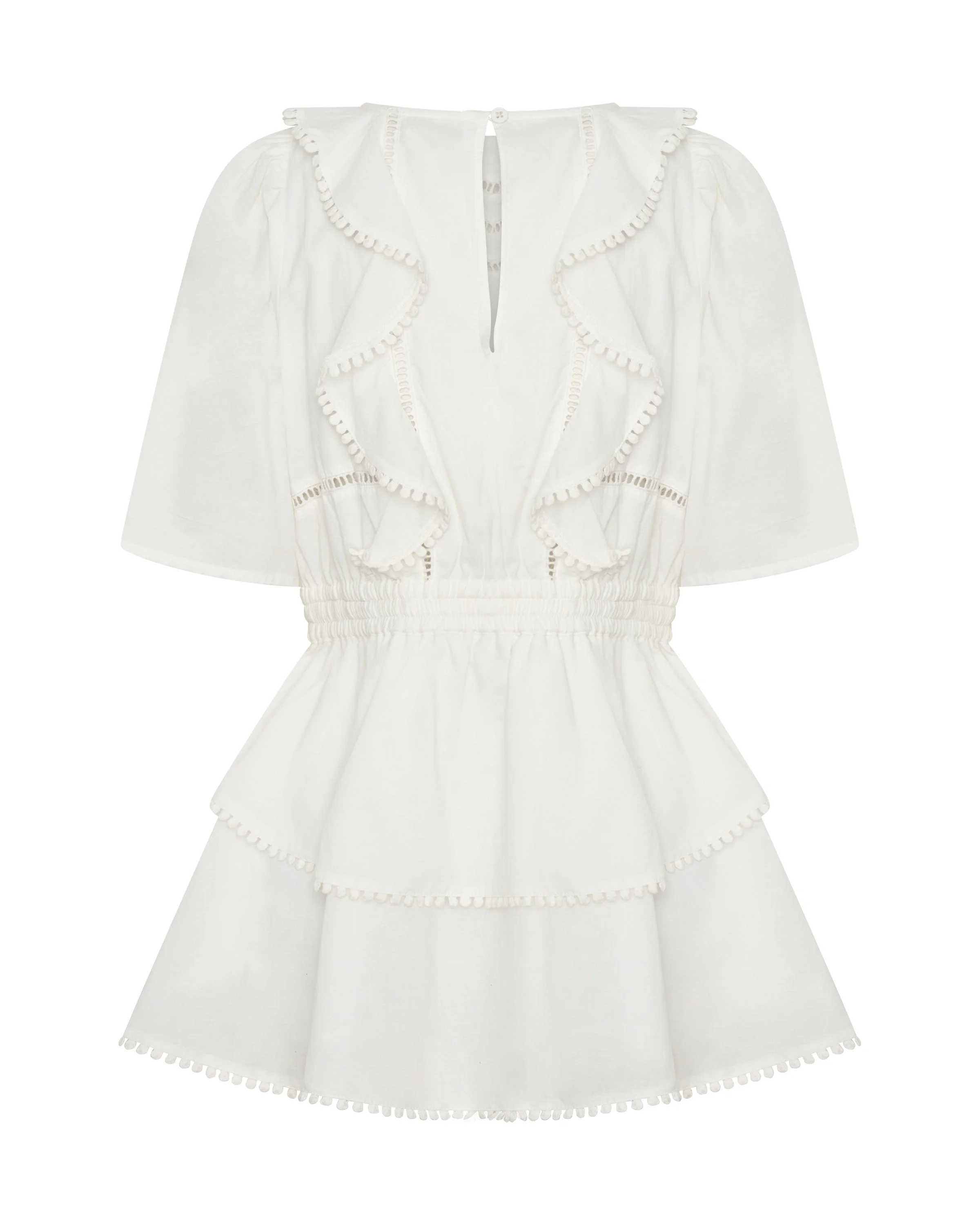 Woodstock Ruffle Mini Dress - Ivory - 1