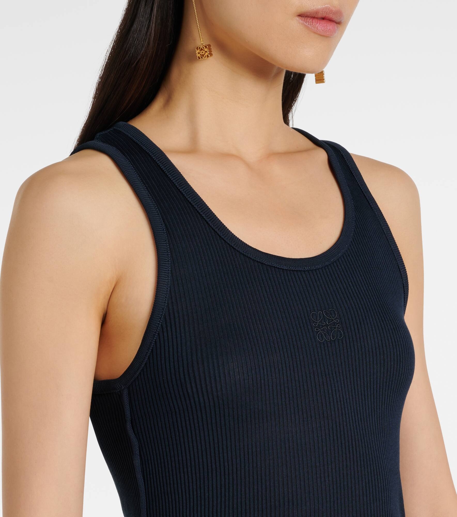 Anagram ribbed-knit silk jersey tank top - 5