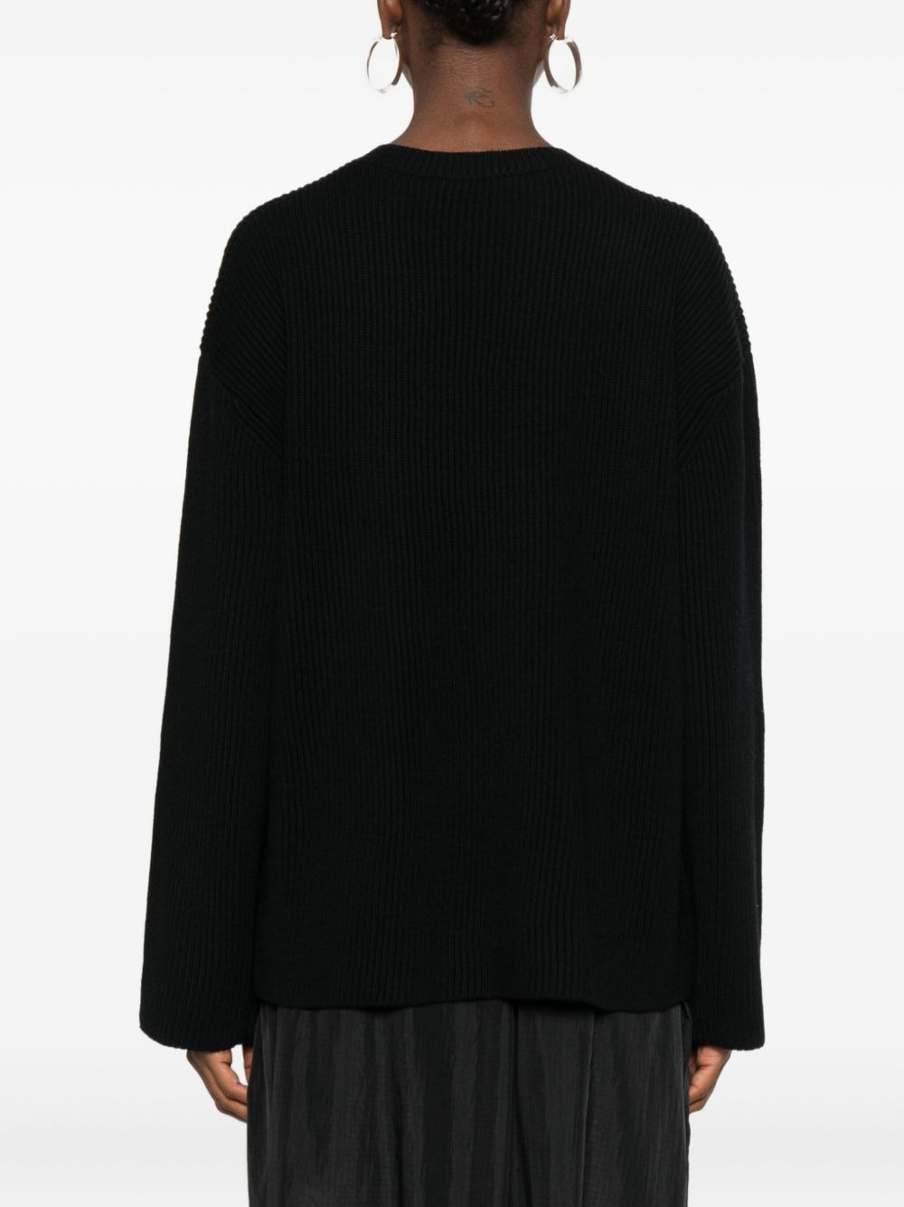 ribbed V-neck jumper - 4