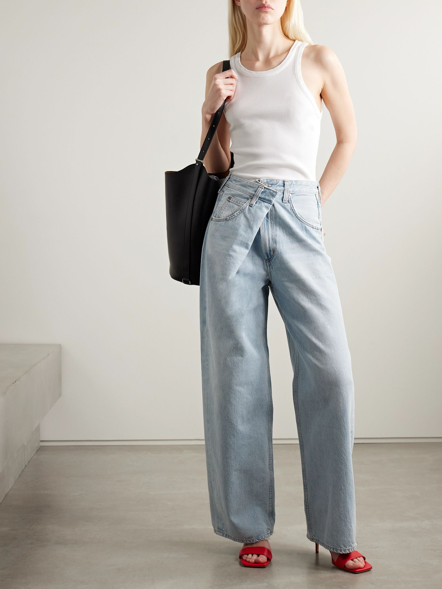 Vana draped low-rise wide-leg jeans Light denim - 2