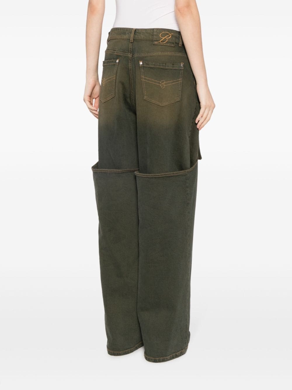 logo-embroidered layered-effect jeans - 4