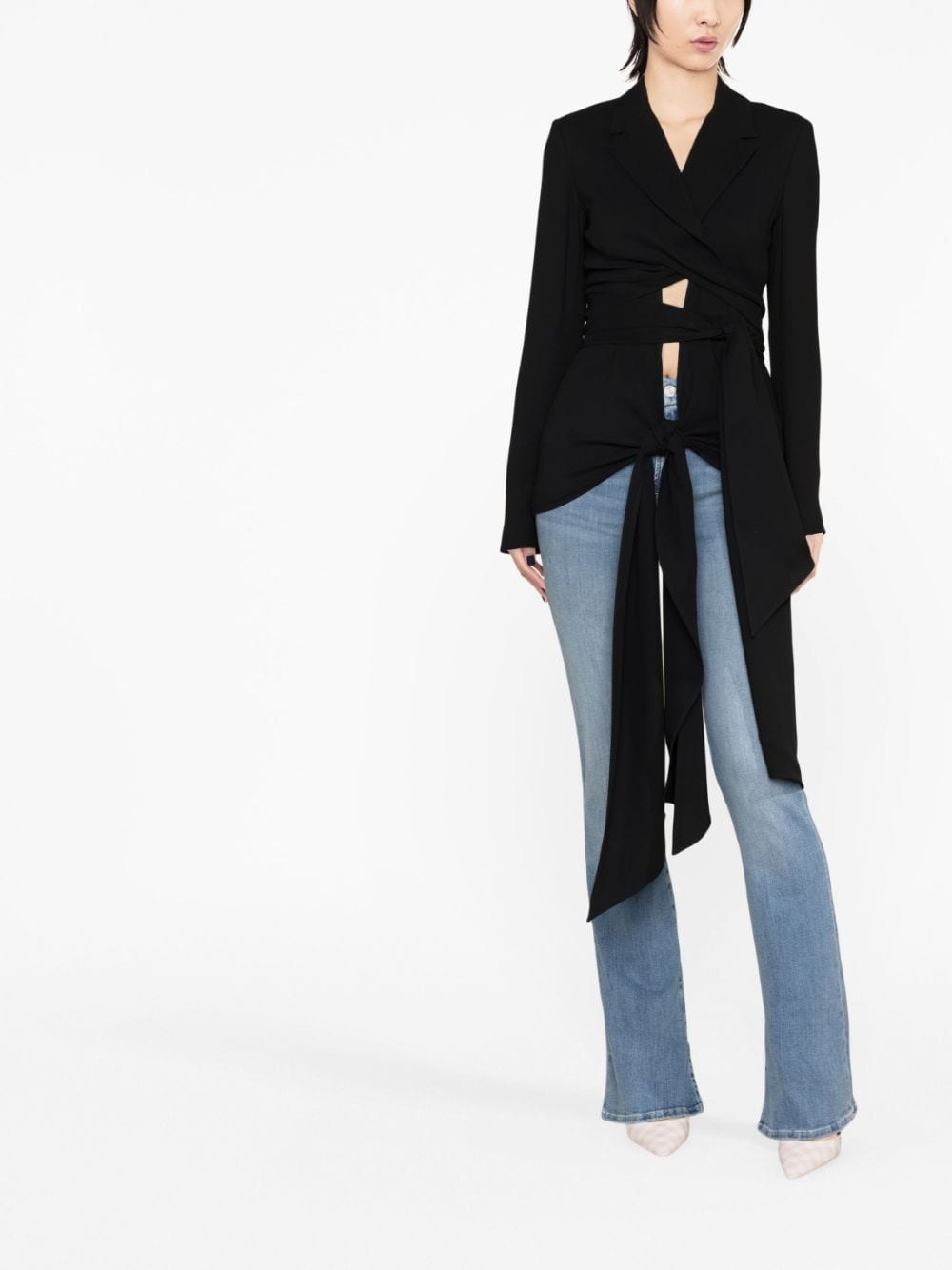 cut-out tie-detail jacket - 2