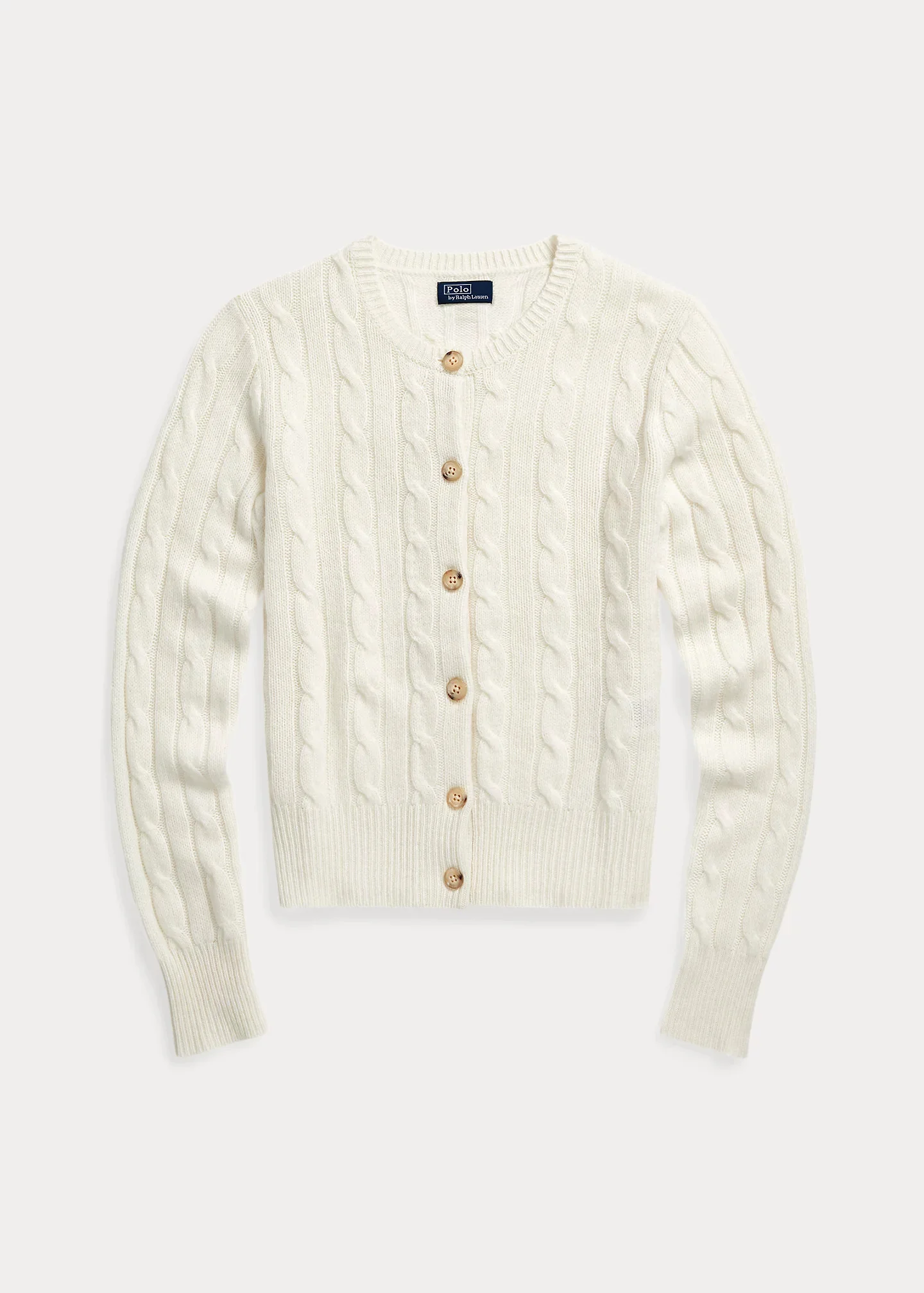 Cable-Knit Cashmere Crewneck Cardigan - 1
