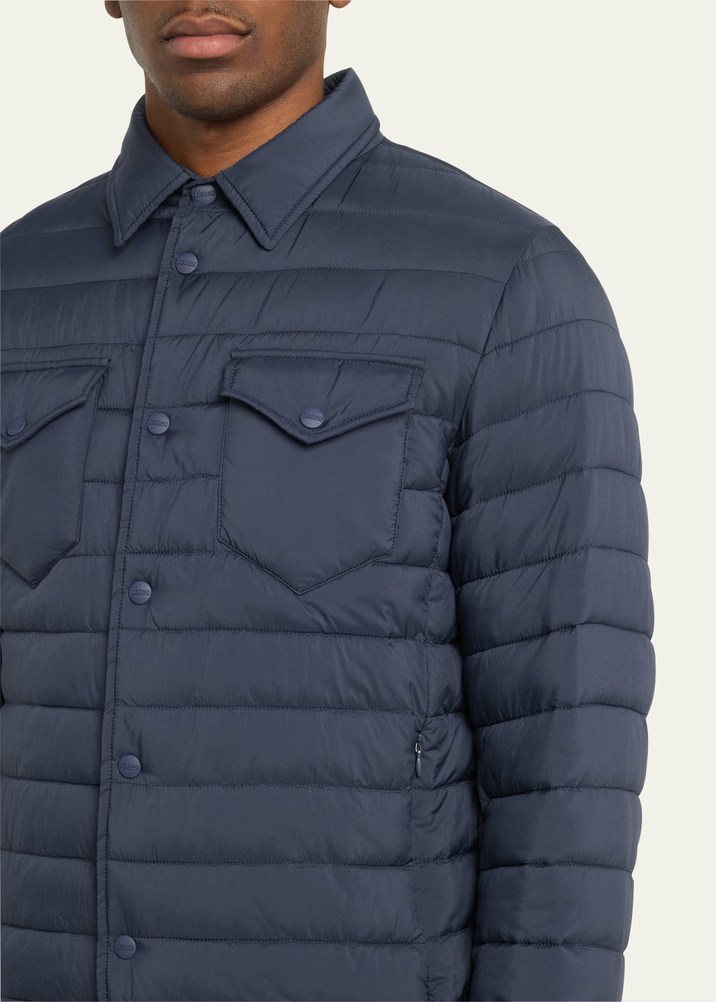 Men's Padded Nylon Snap-Front Overshirt - 5