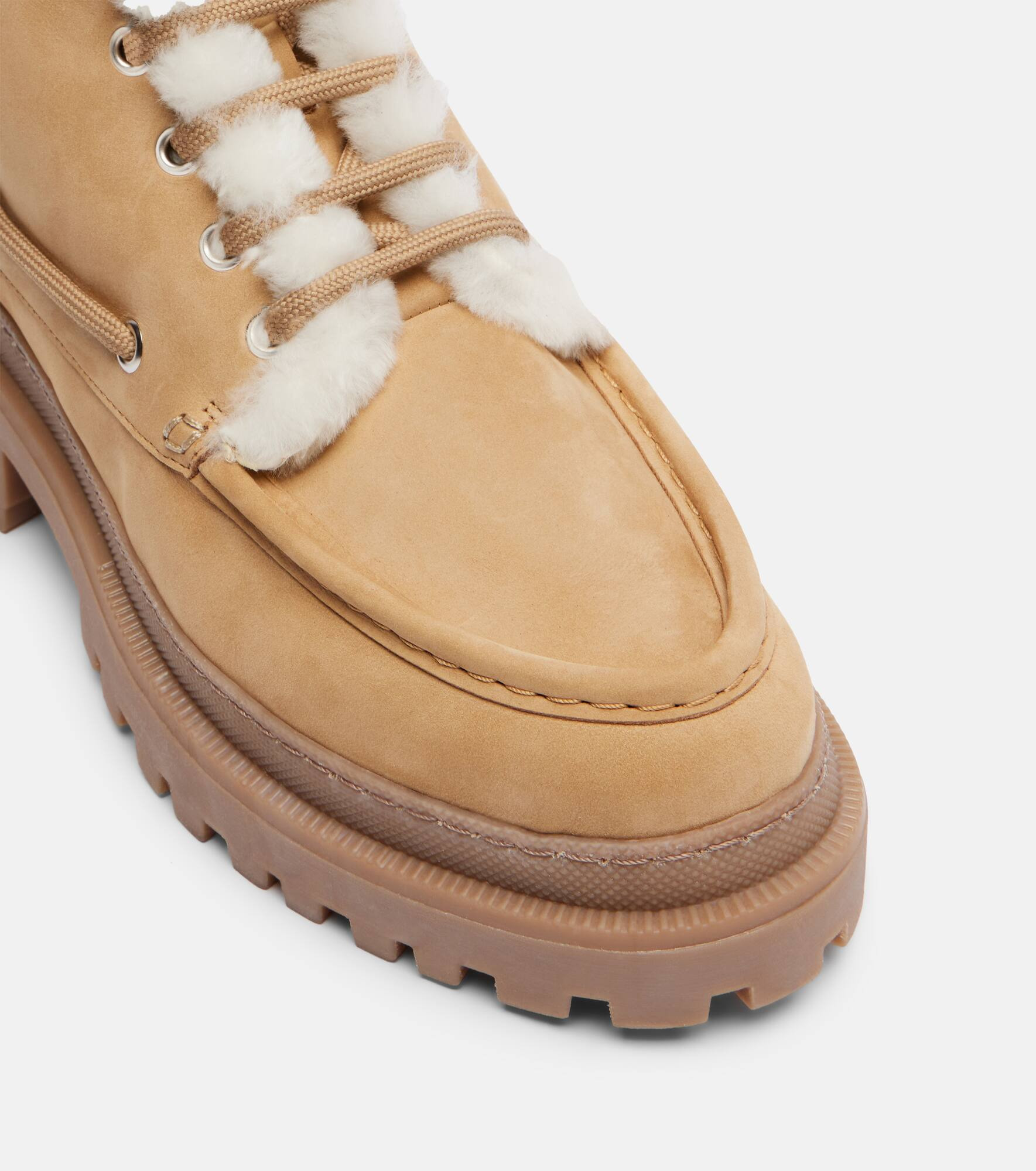Shearling-lined suede lace-up boots - 5