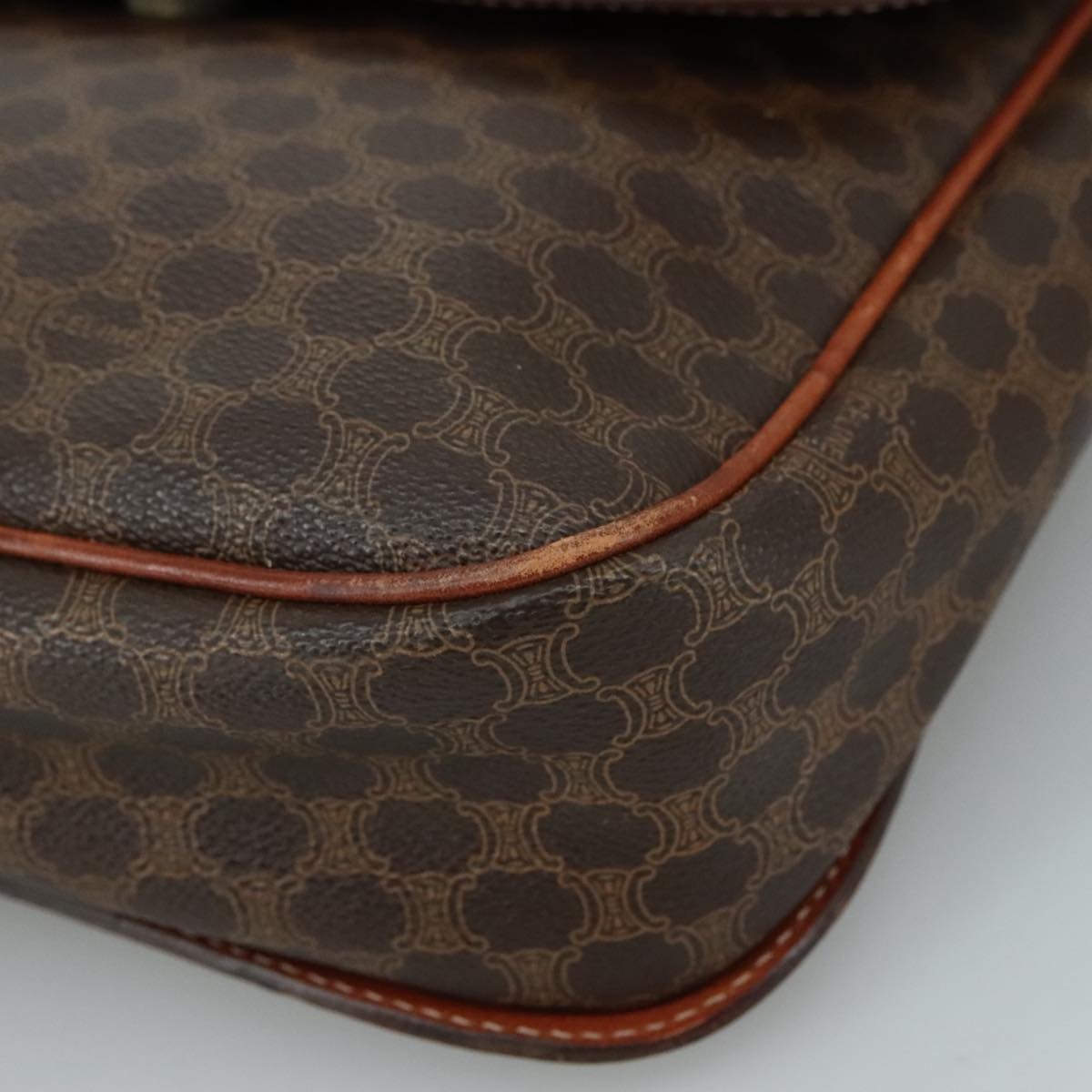 CELINE Macadam Canvas Shoulder Bag Pvc Leather Brown Gold - 10