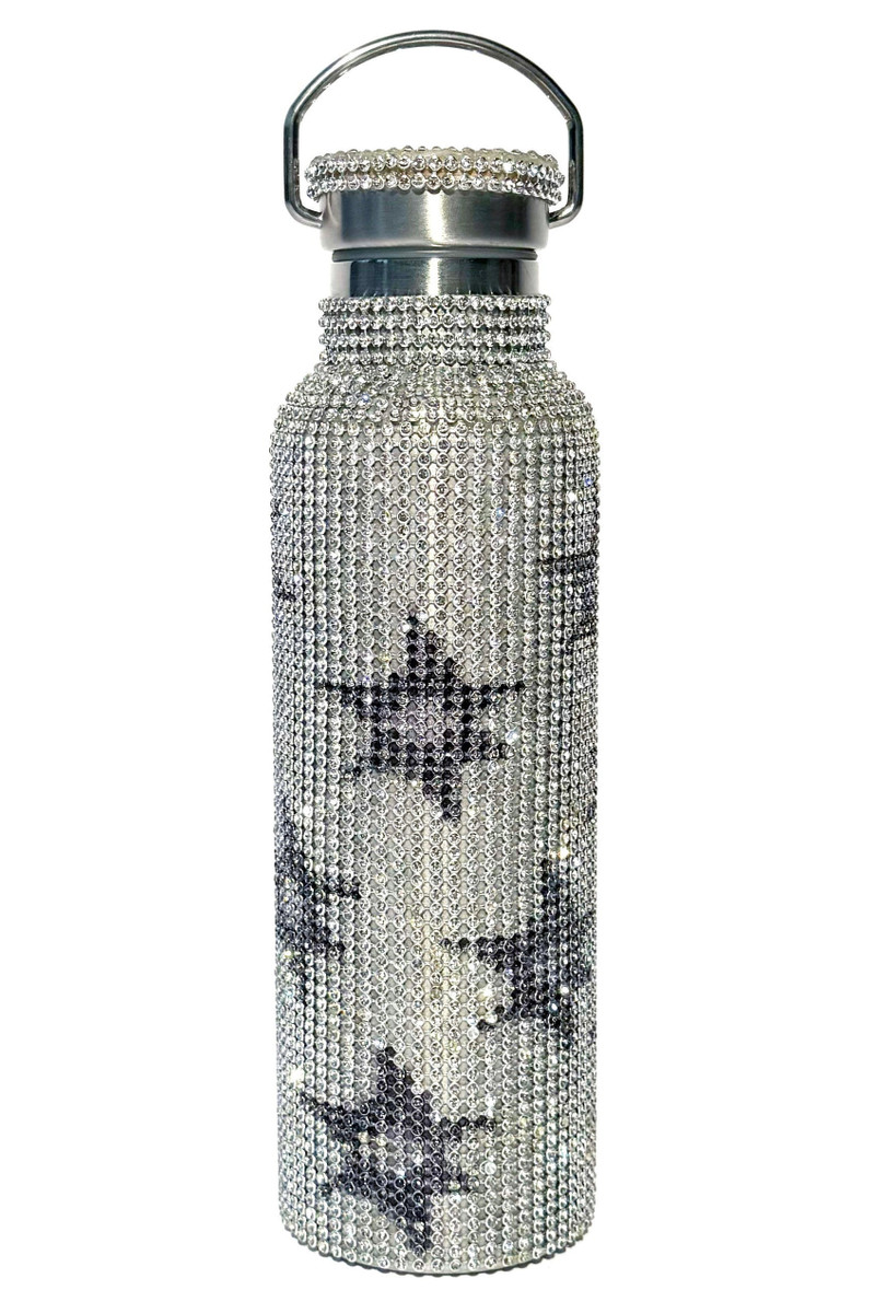 CHARCOAL STARBURST RHINESTONE WATER BOTTLE 1