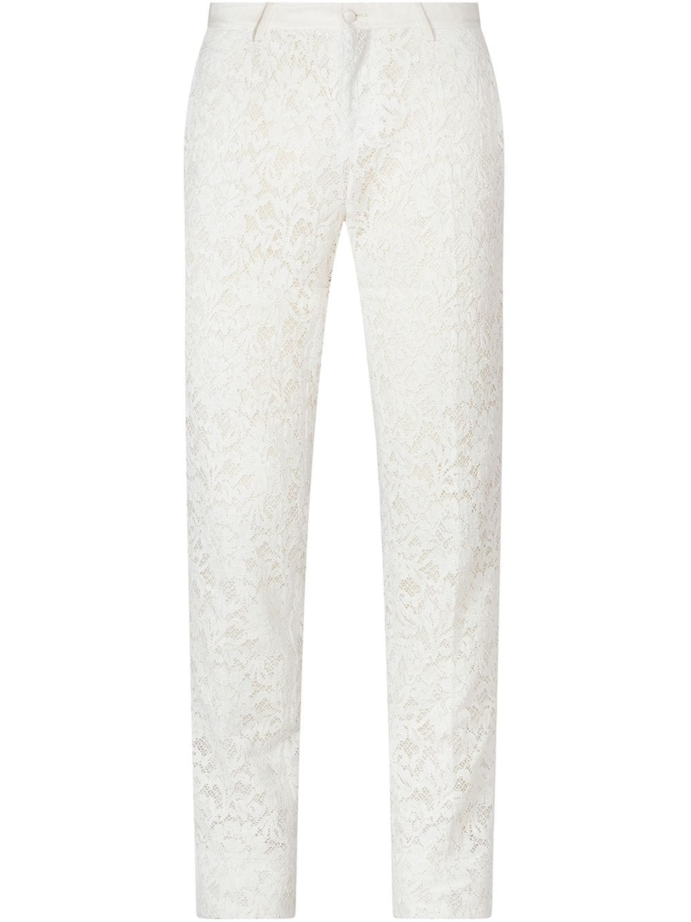 lace straight-leg trousers - 1