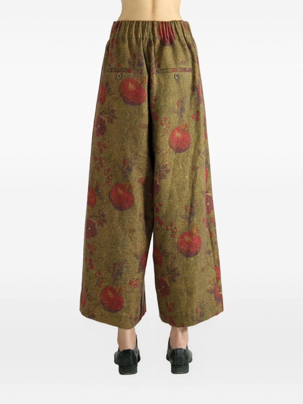 pleated fruit-print palazzo pants - 4