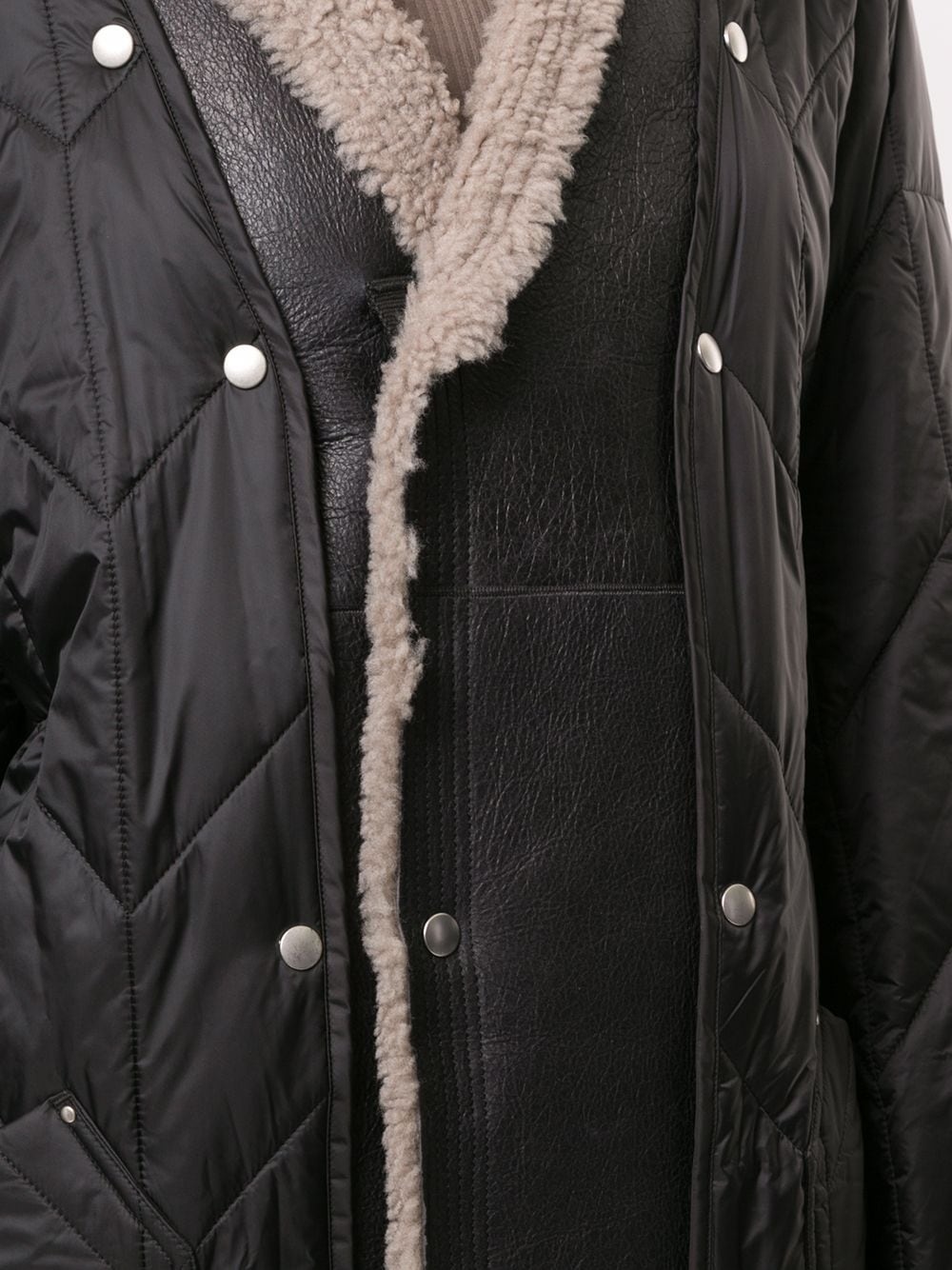 shearling-trimmed quilted coat - 5