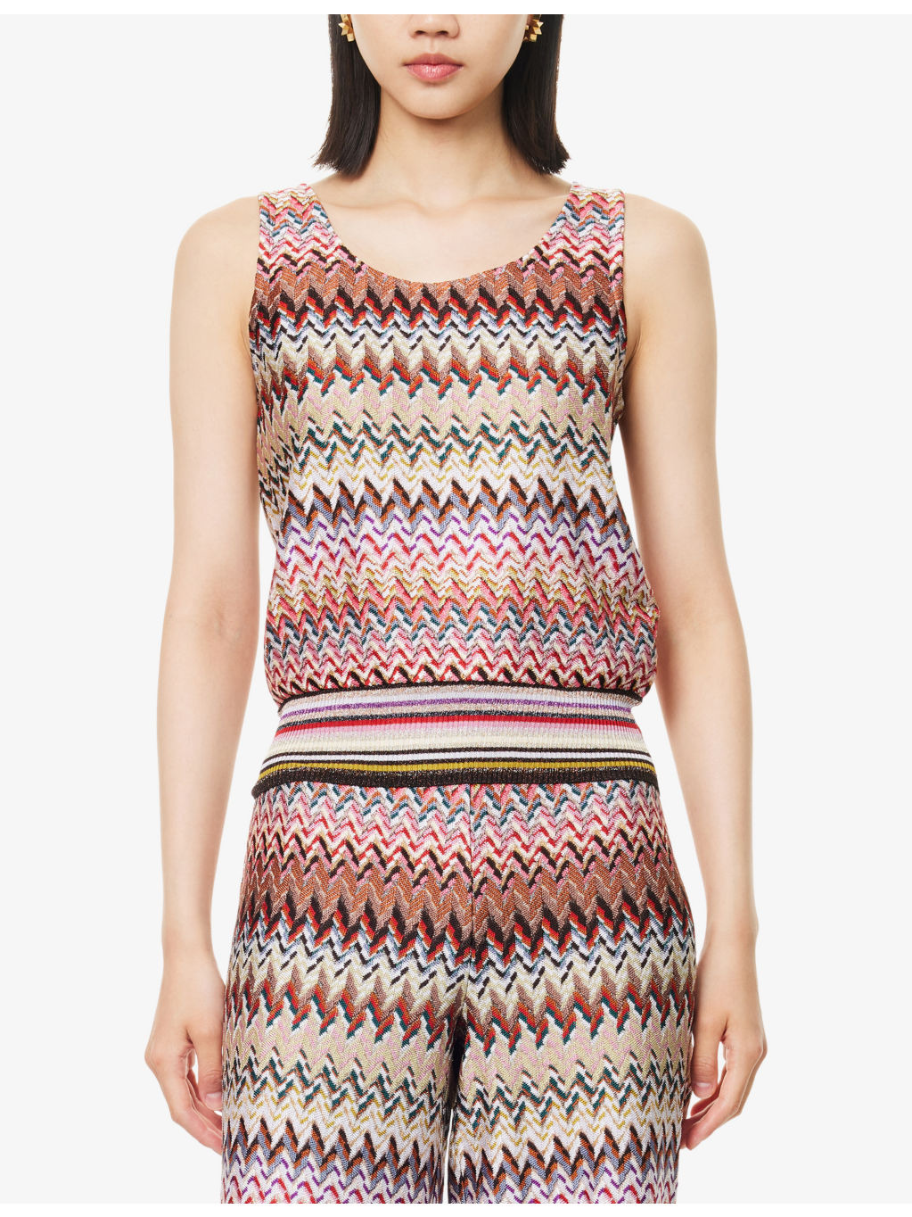 Chevron Scoop-Neck Knit Top - 3