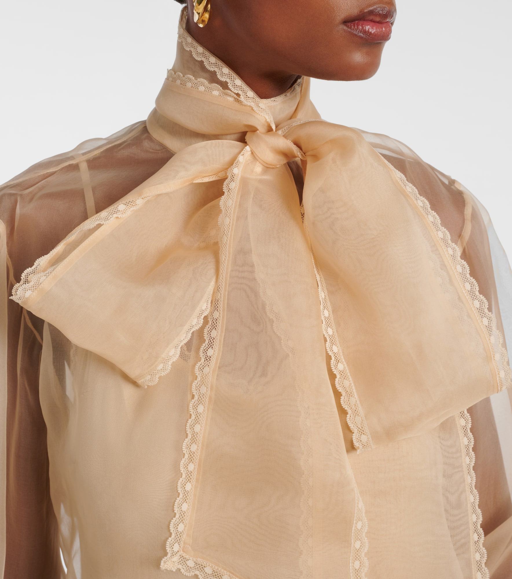 Bow-detail silk organza blouse - 4