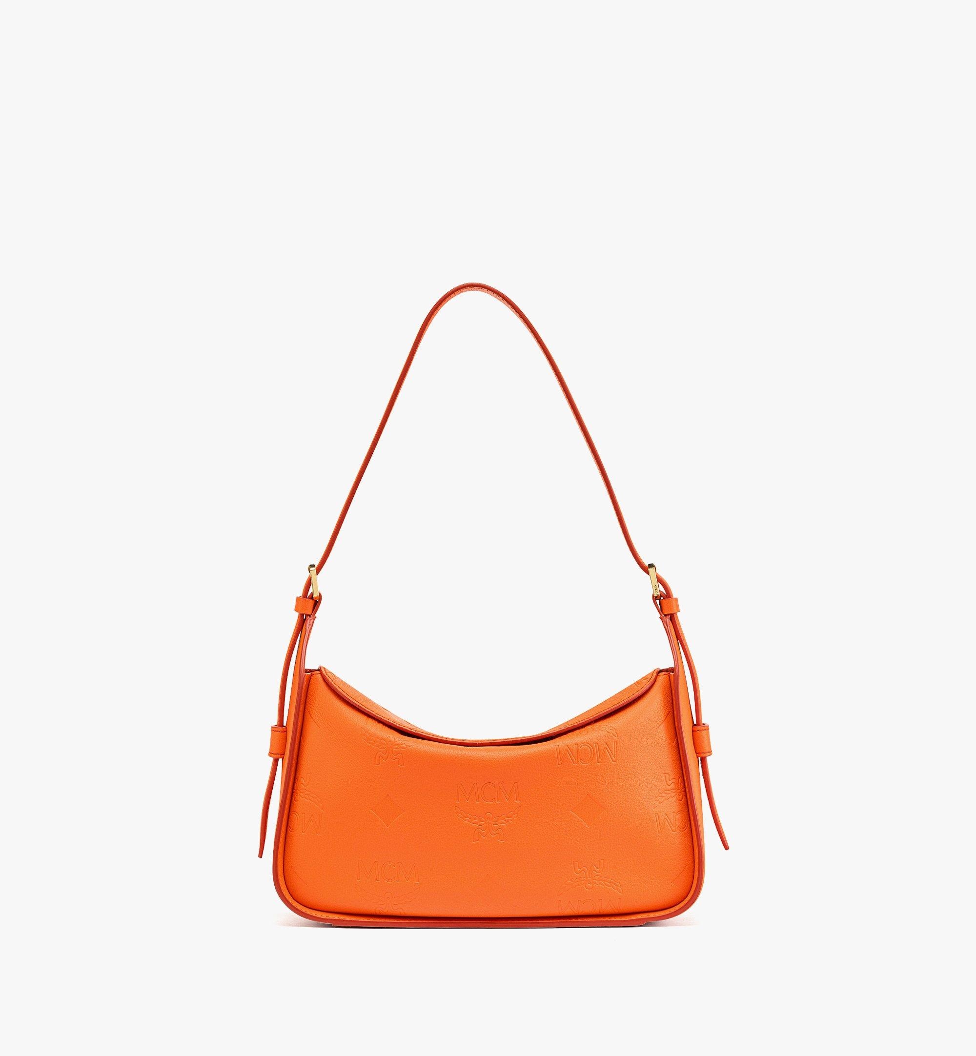 MCM Aren Flap Hobo Bag in Embossed Monogram Leather