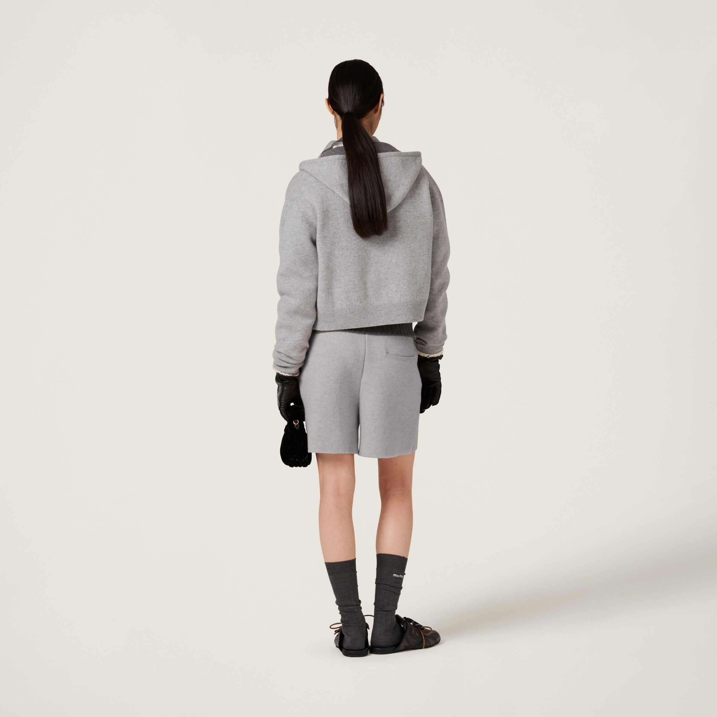 Double cashmere zipper hoodie cardigan - 3