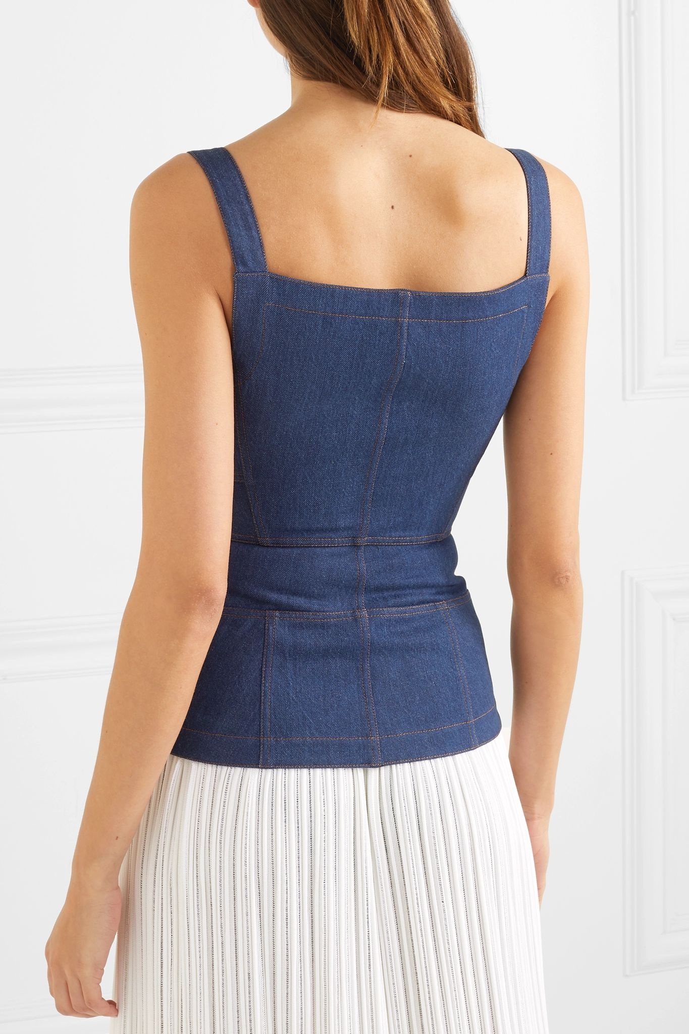 Zip-detailed denim top - 4