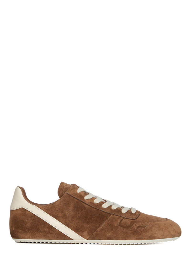 Leather-Trimmed Suede Sneakers Light brown 1