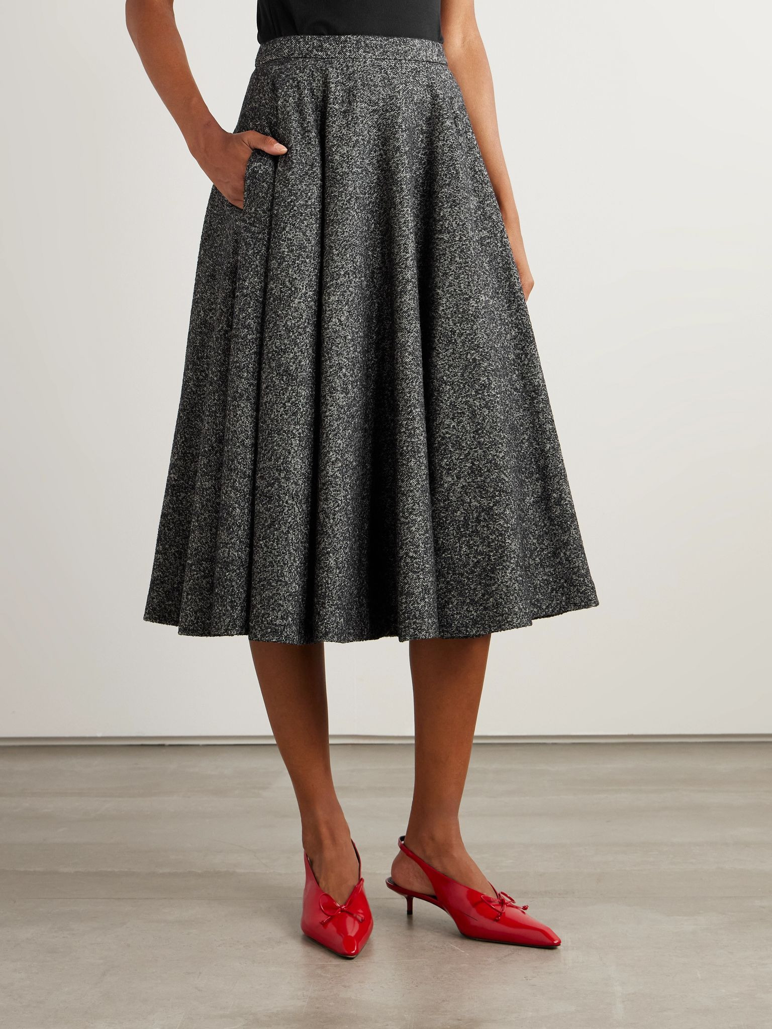 Wool-blend midi skirt Gray - 3