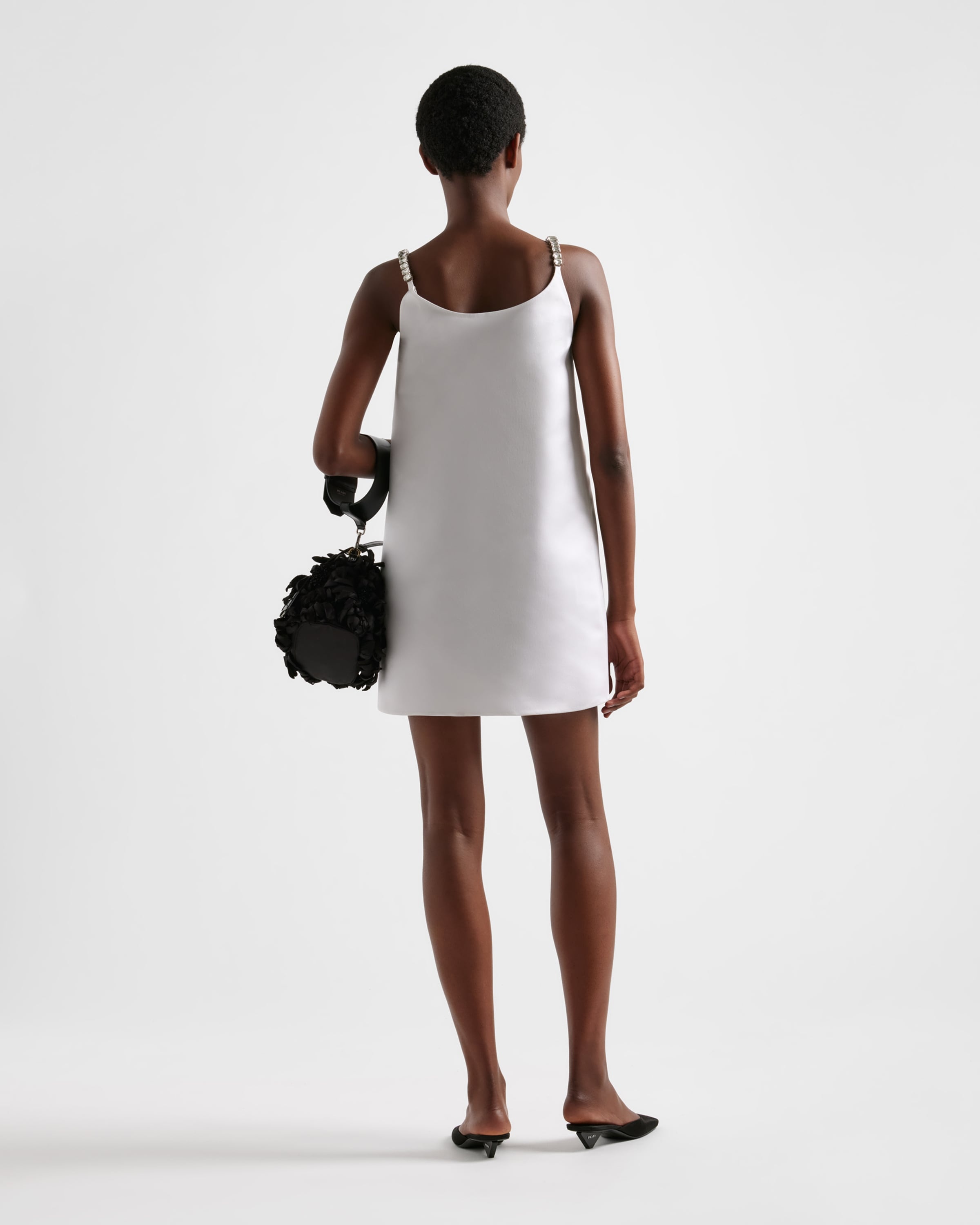 Embroidered double satin mini-dress - 5