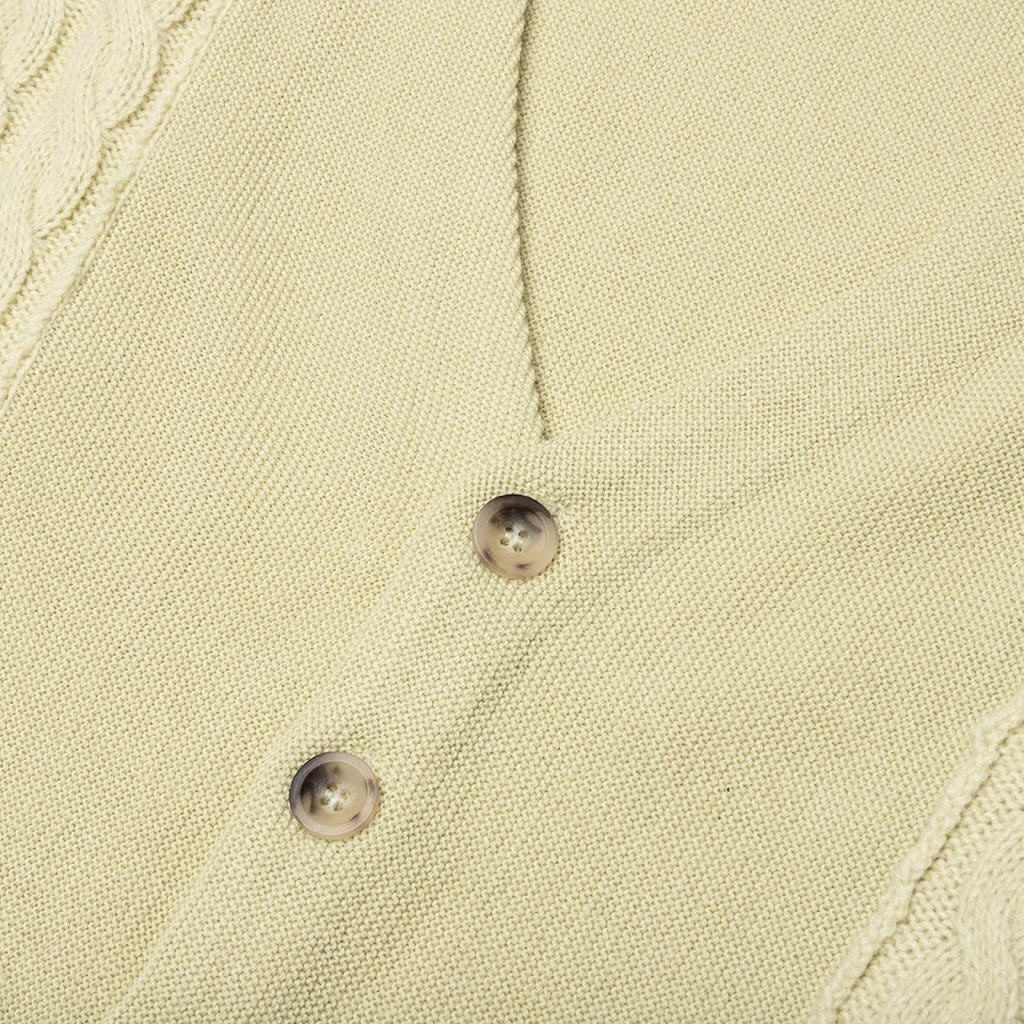 CONTRAST PANEL WOOL CARDIGAN - IVORY/BLACK - 3