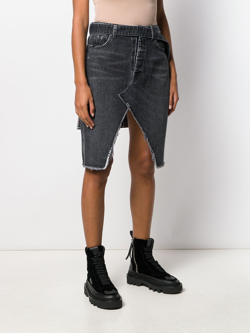 denim and plaid asymmetric skirt 4