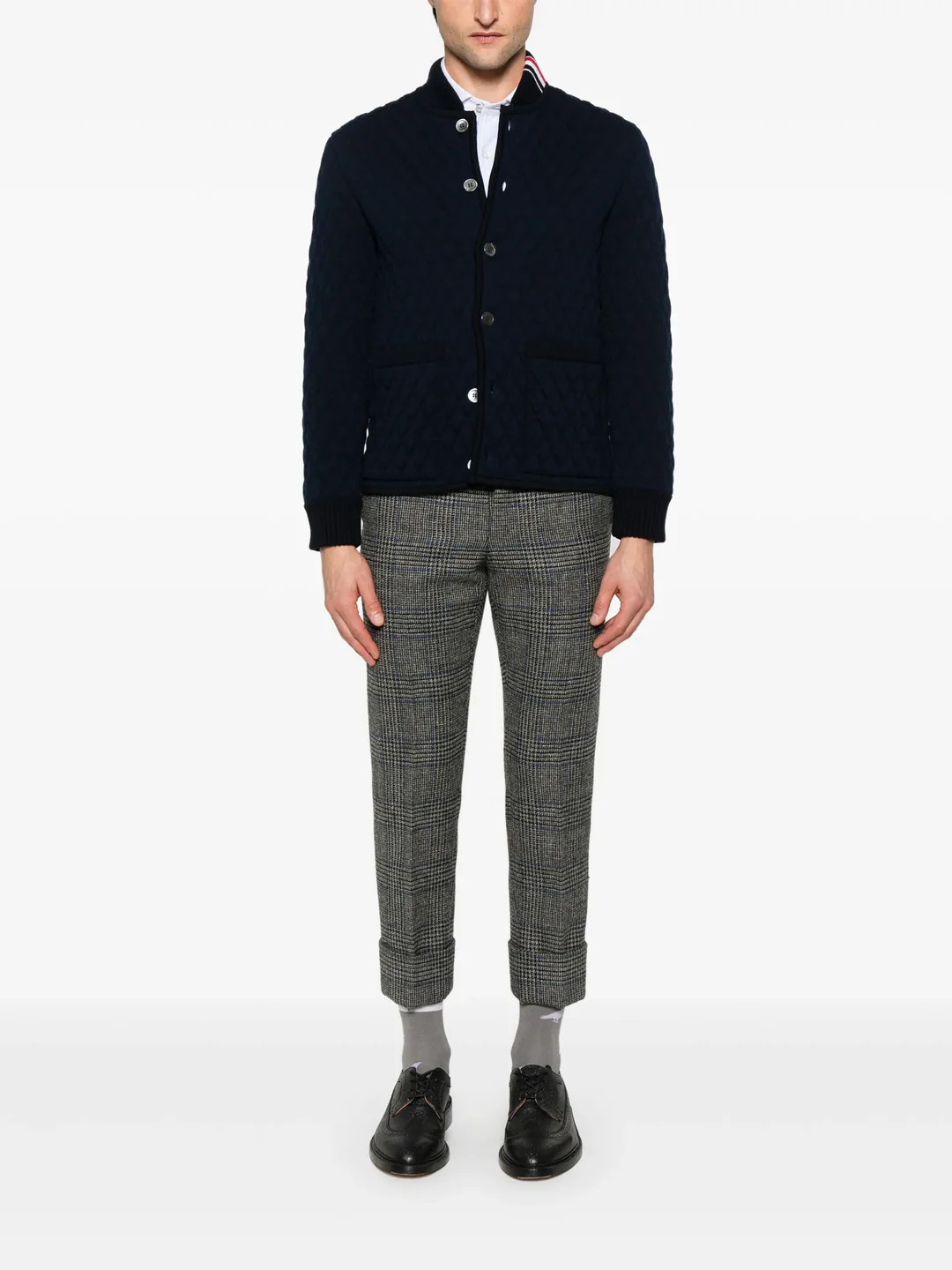 Pinstripe Oxford Shawl Collar Shirt Men - 2