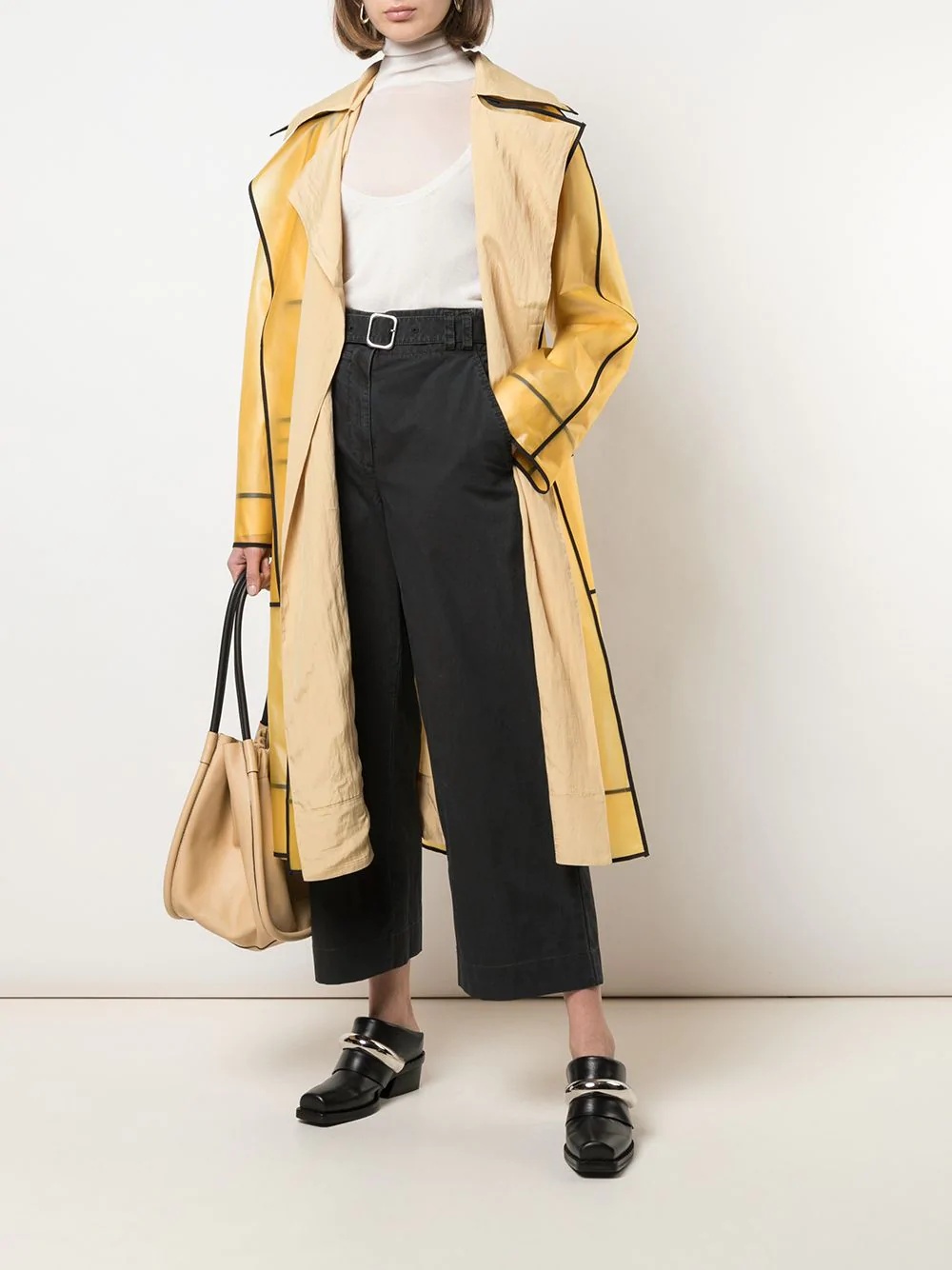 layered belted raincoat - 2