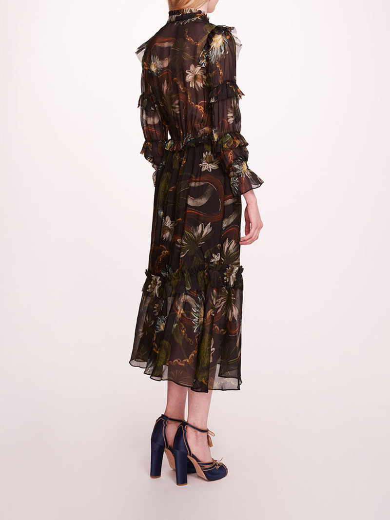 Marchesa SILK LILY MIDI DRESS outlook
