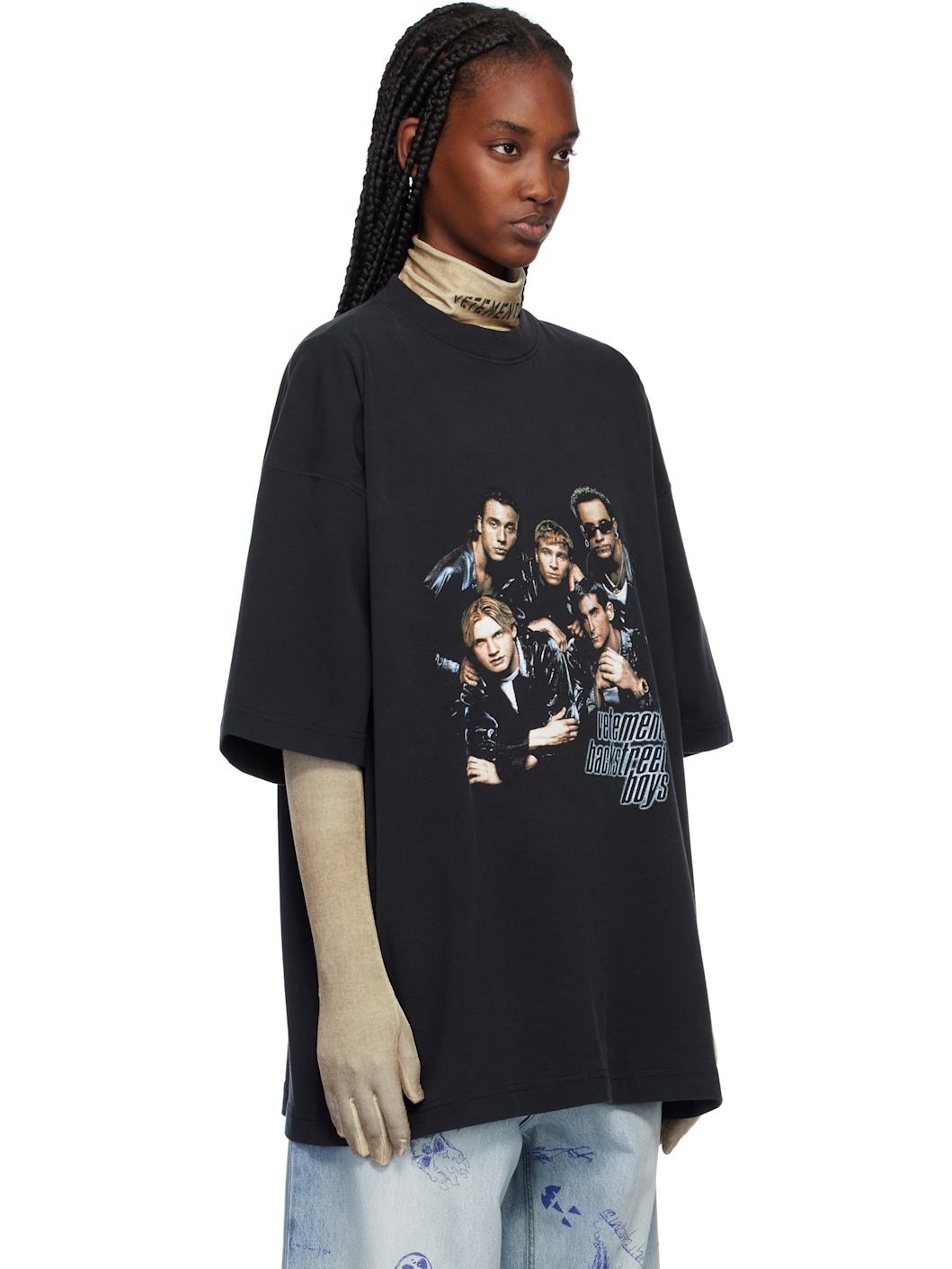 VETEMENTS Black 'Backstreet Boys' Oversized T-shirt | ssense