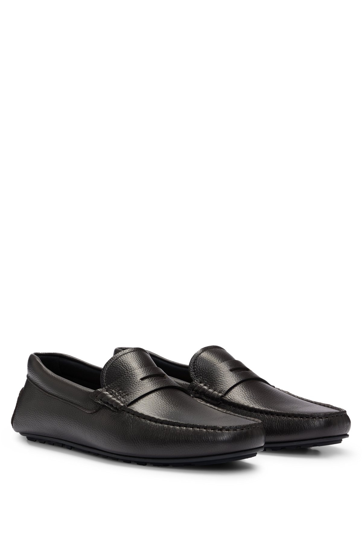 GRAINED-LEATHER DRIVER MOCCASINS WITH LOGO STRAP - 2