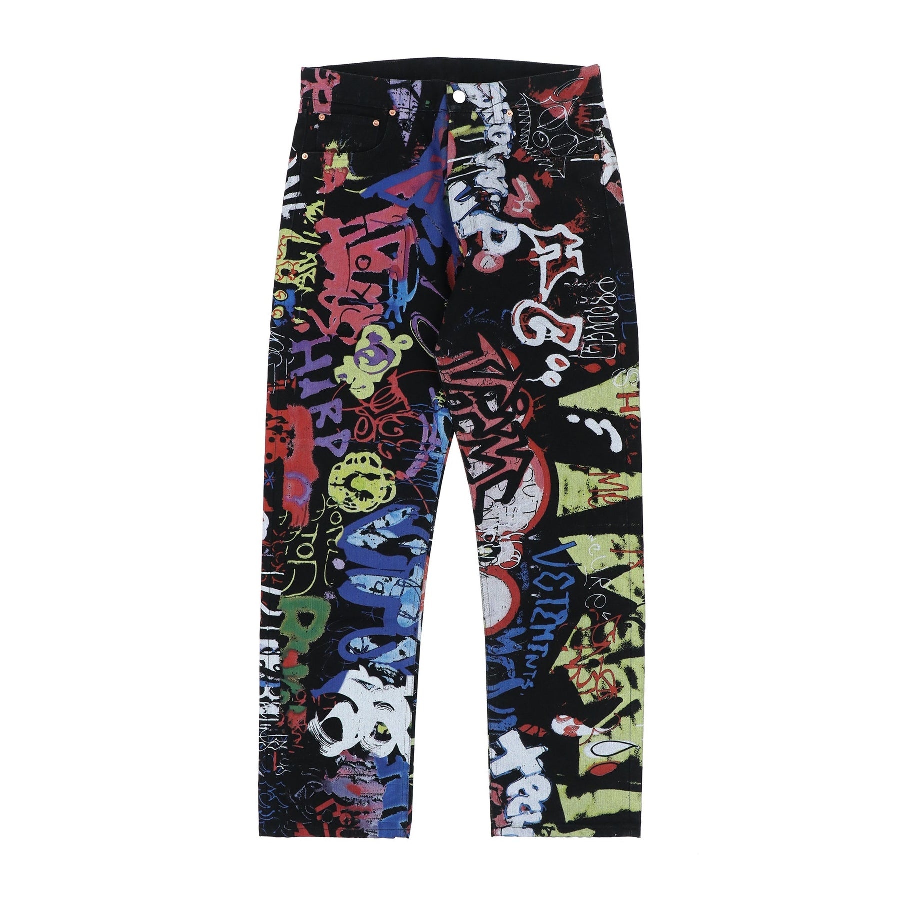 GRAFFITI STRAIGHT LEG DENIM / BLK / GRAFFITI PRINT - 1