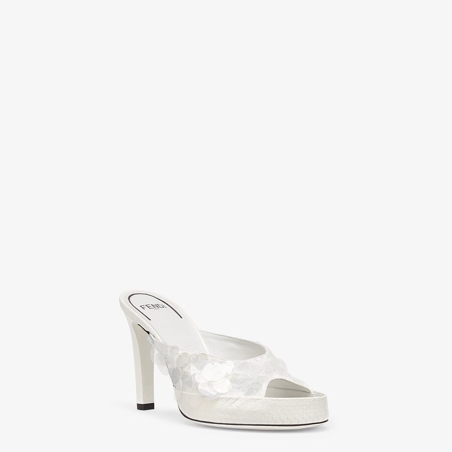 Satin slides with white oversized sequin embroidery - 2