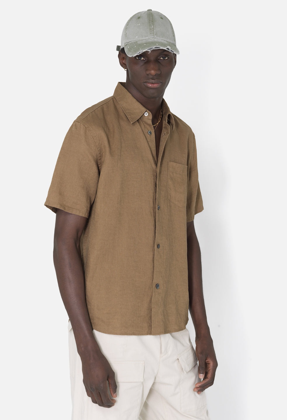 LINEN SS CLOAK BUTTON UP - 2