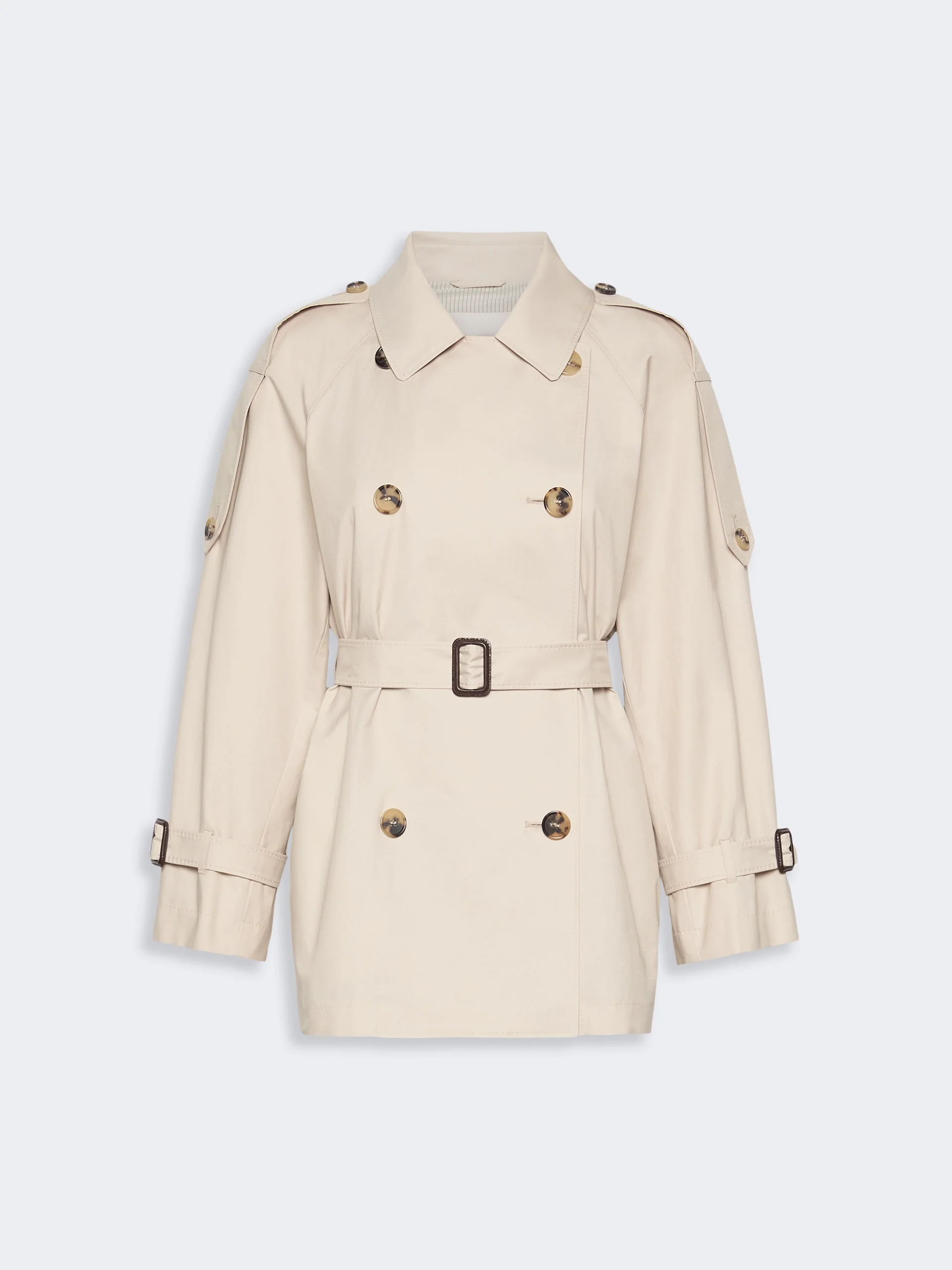 CAROLINE Short trench coat in water-repellent twill - BEIGE - 1