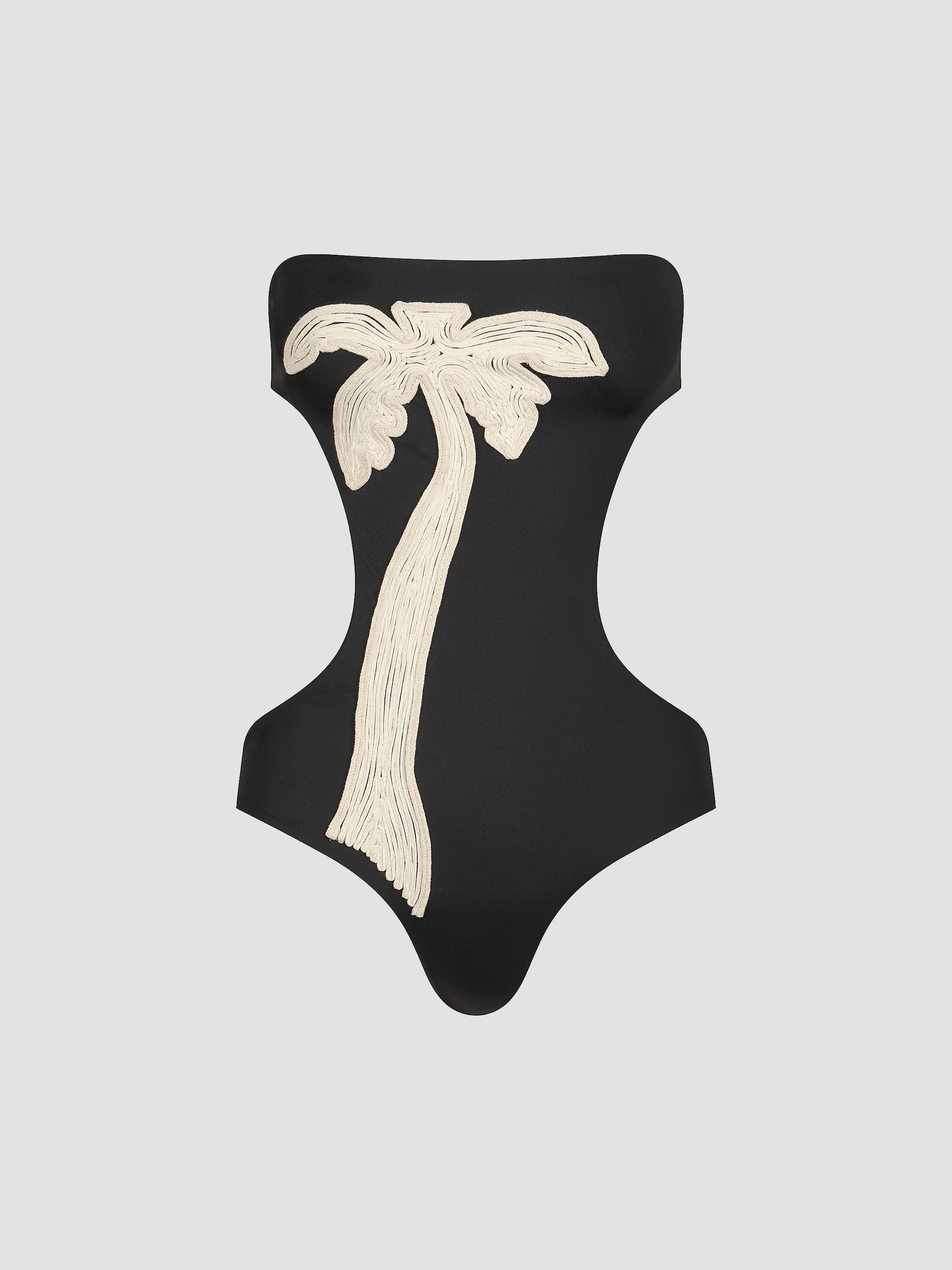 Women's Playa Grande Desert Palm Cut-Out One-Piece Swimsuit - Black Ecru - 1