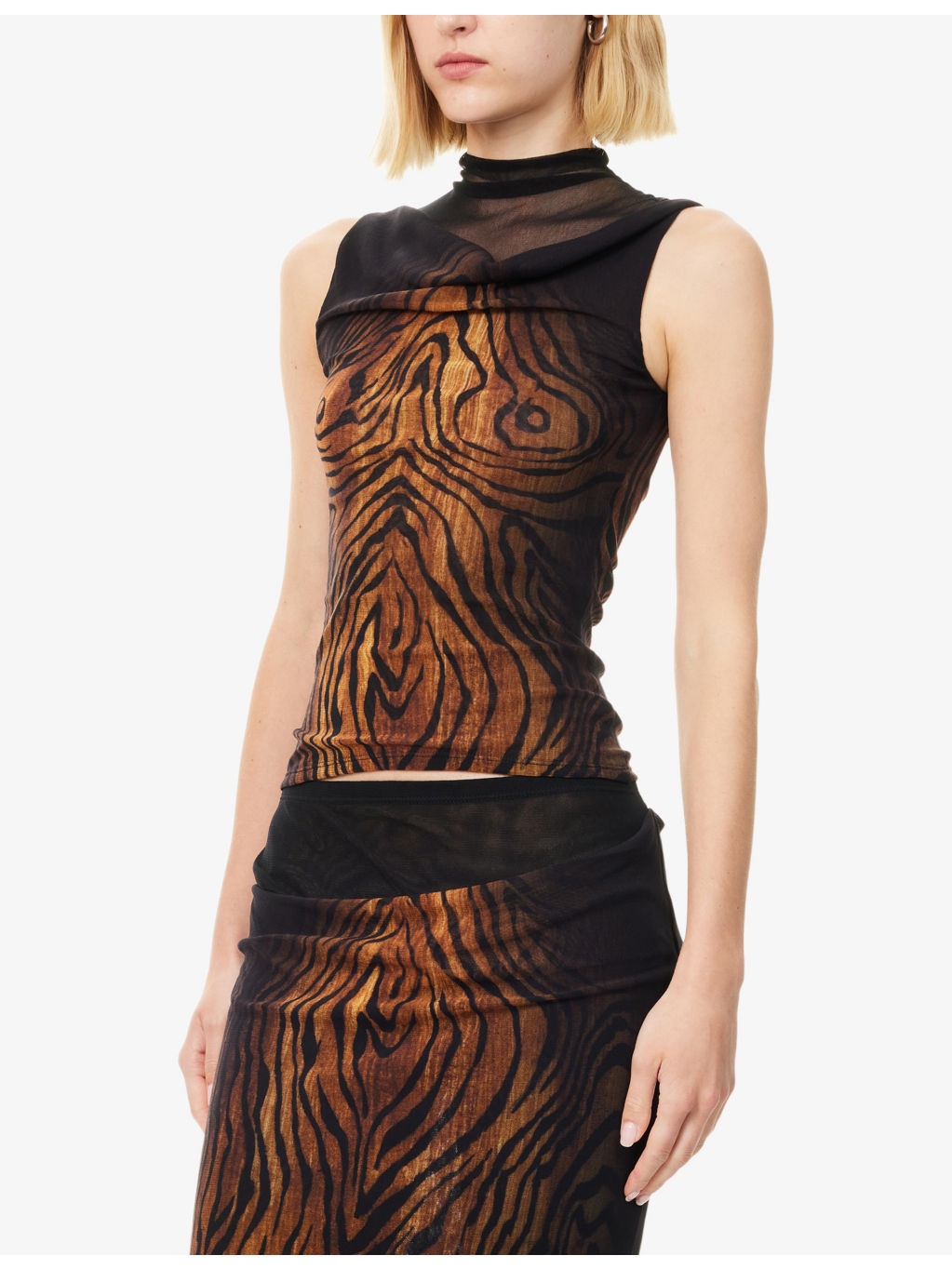 Printed Sleeveless Woven Top - 3