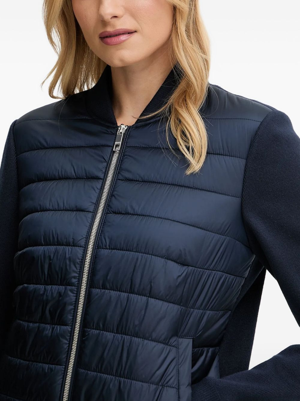 quilted knitted-panel bomber jacket - 4