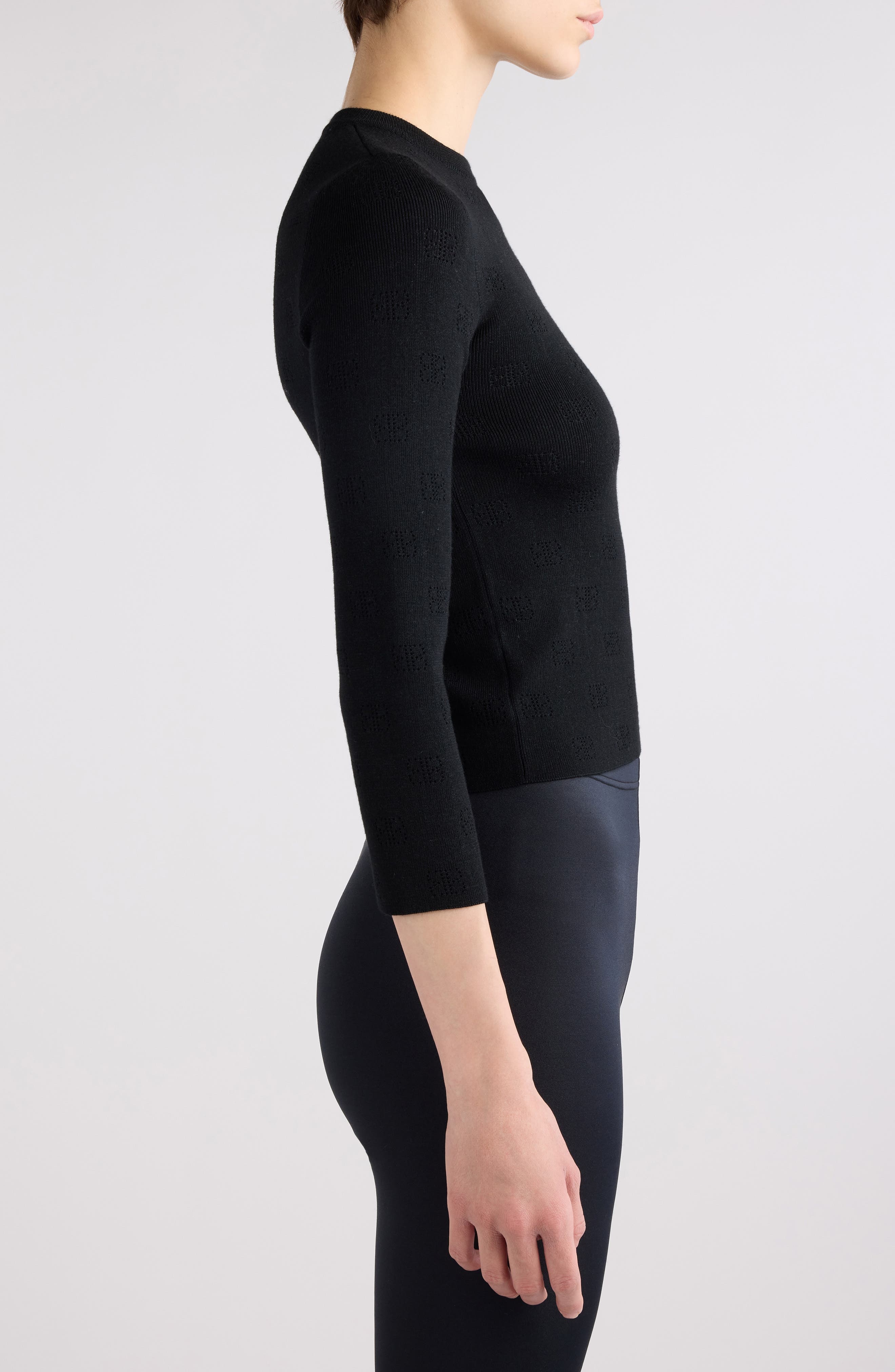 Open Stitch Logo Rib Crop Sweater - 4