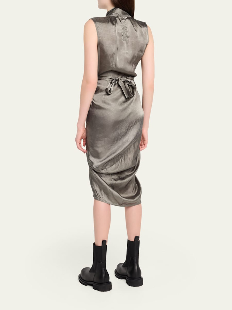 Sleeveless Satin Wrap Dress 3