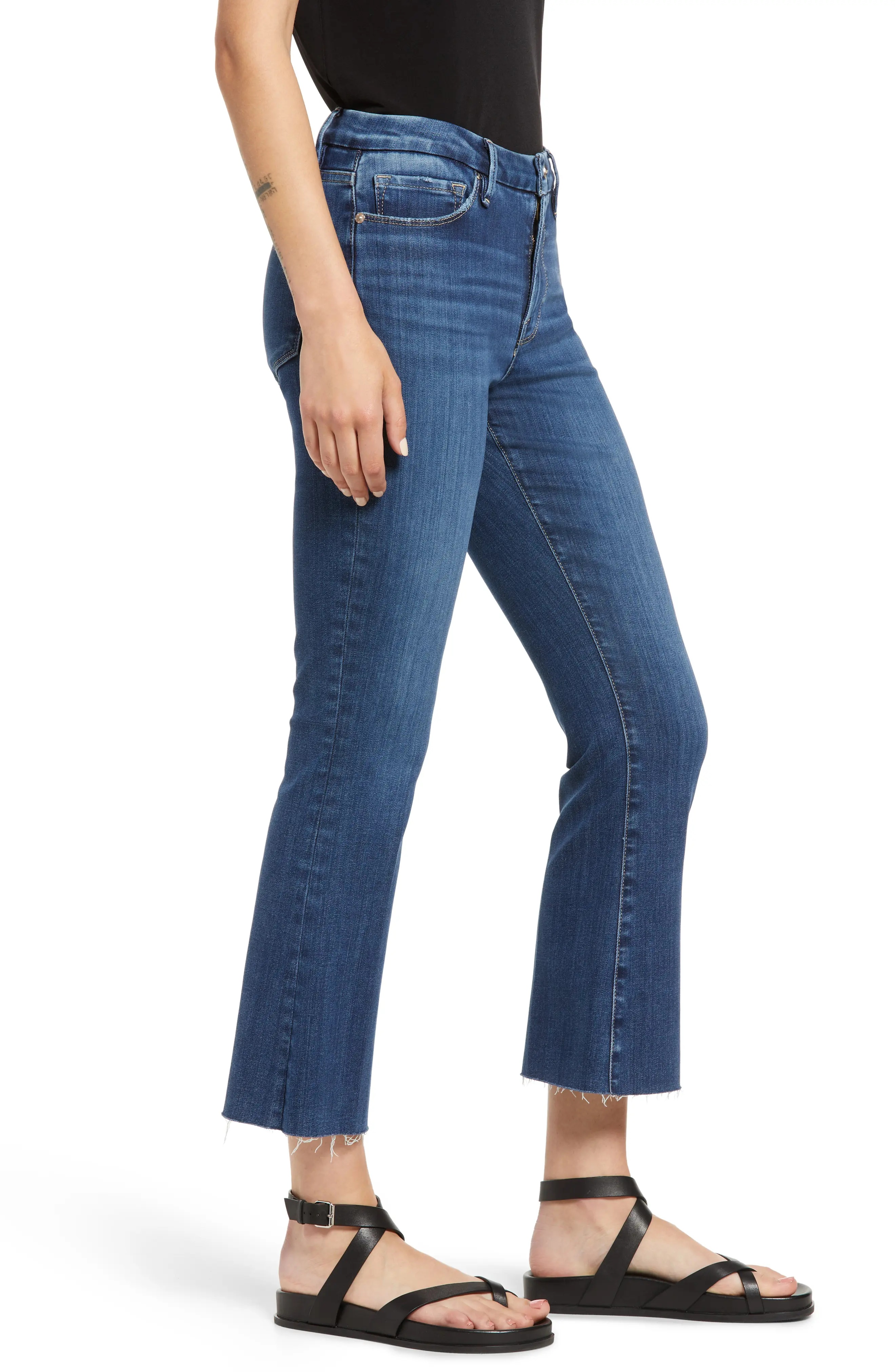 Le Crop Mini Bootcut Raw Hem Jeans - 3