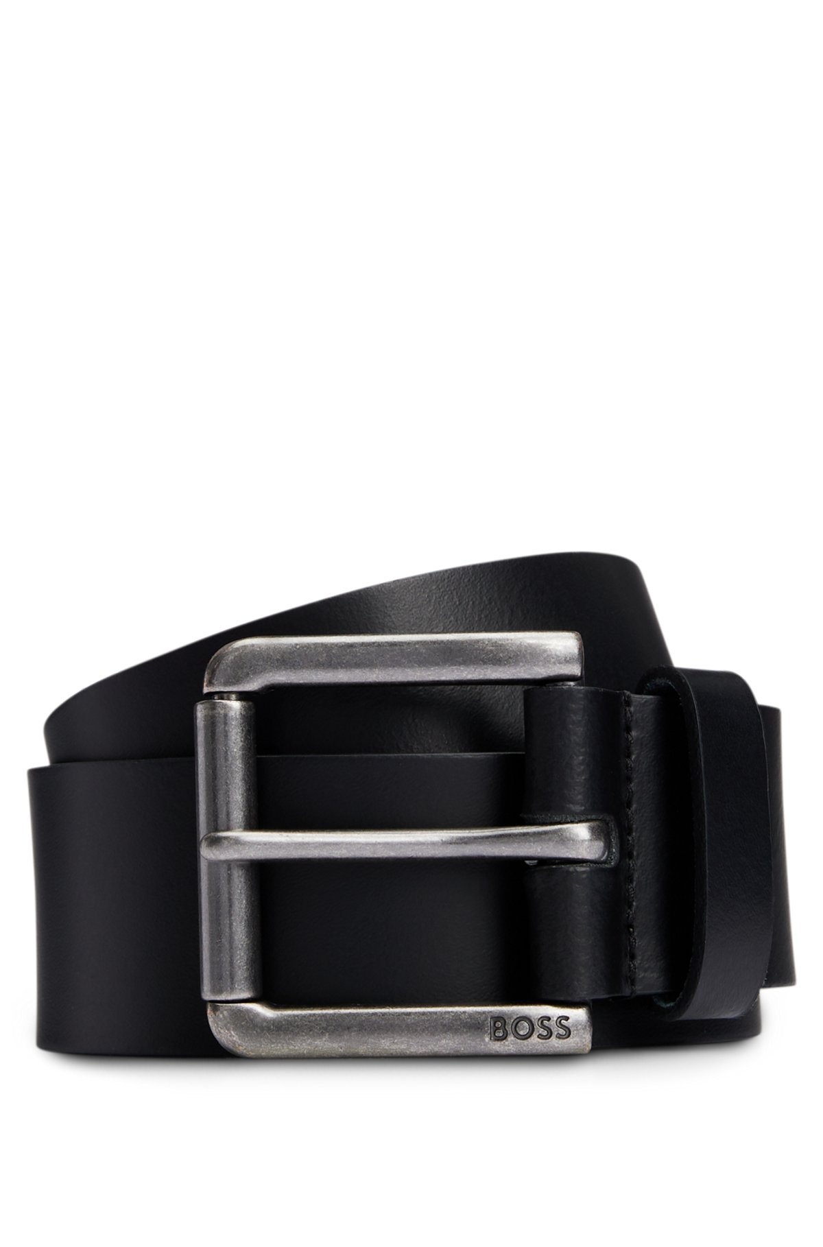 LEATHER BELT WITH BRANDED PIN BUCKLE - 1