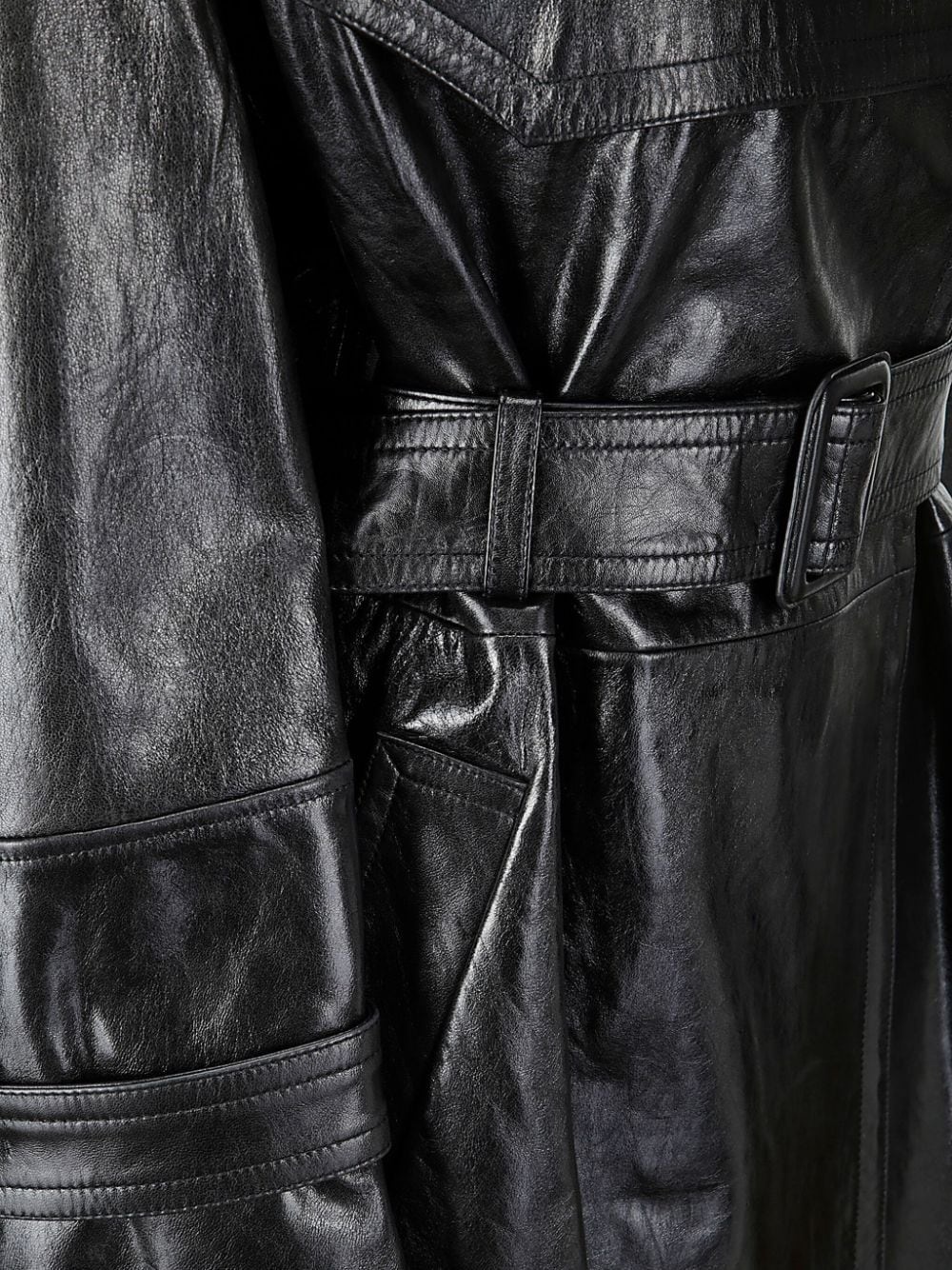 leather trench coat - 3
