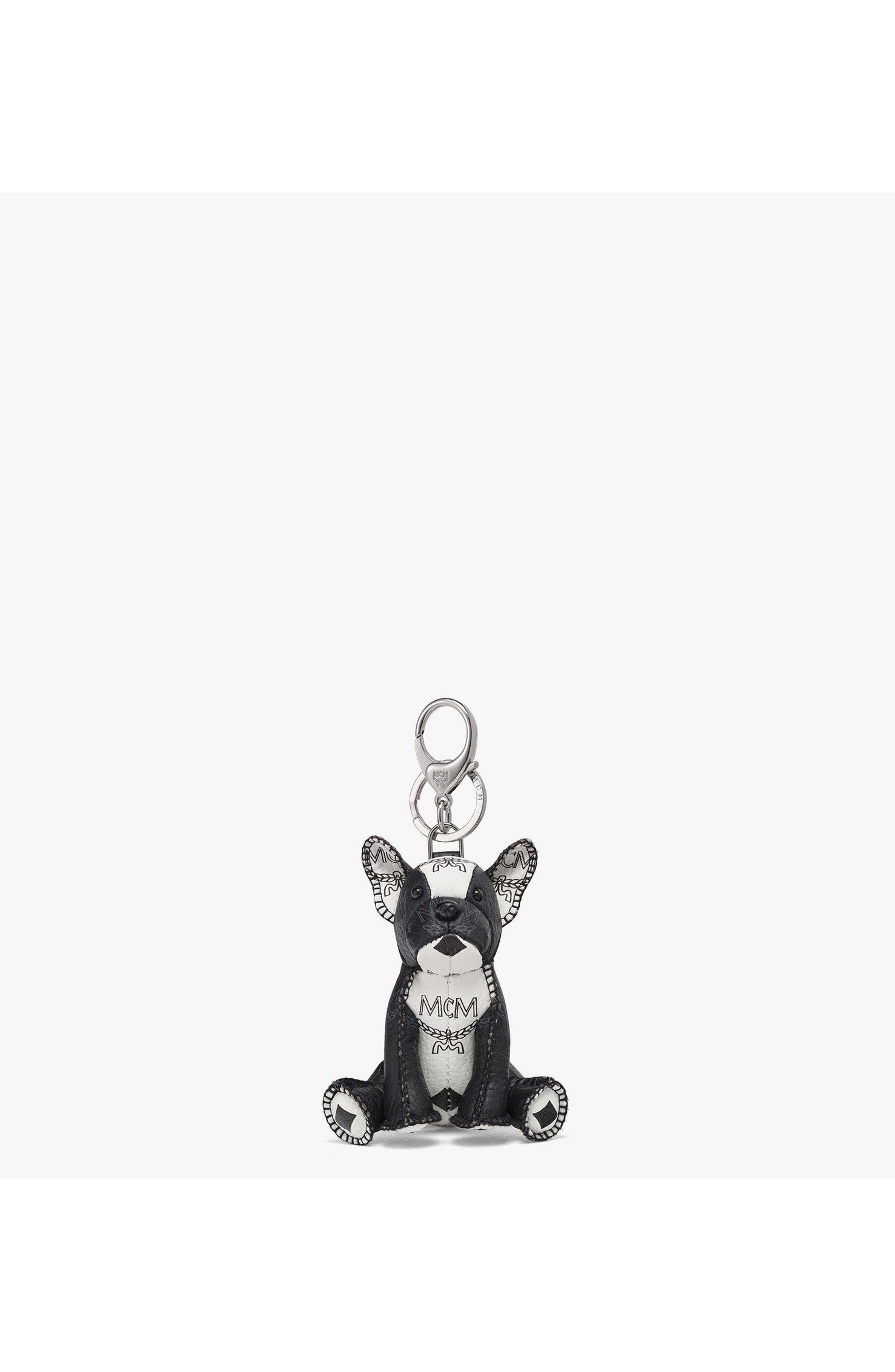 MCM Aren French Bulldog Charm in Visetos in White at Nordstrom - 1