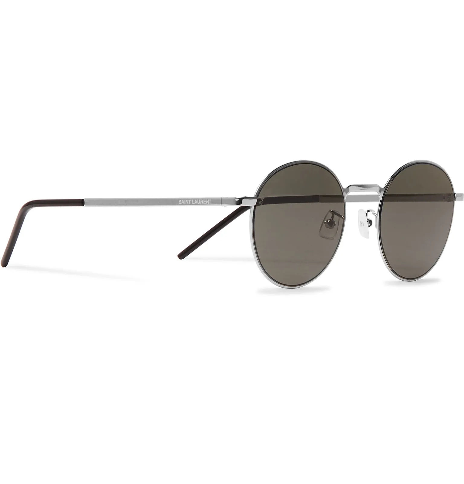 Round-Frame Silver-Tone Metal Sunglasses - 2