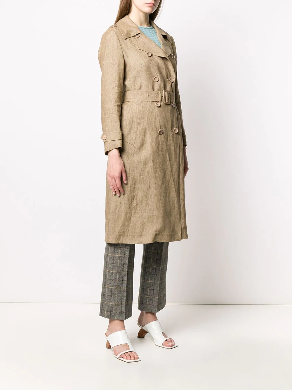 long belted trench coat - 3